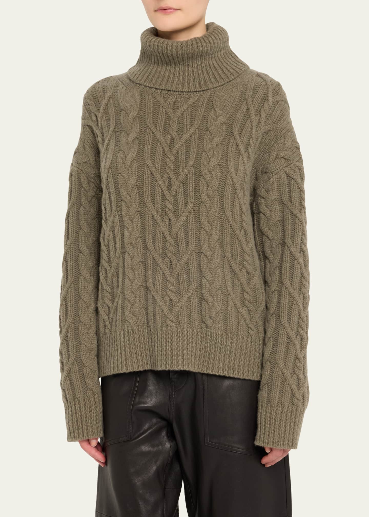 Nili Lotan Gigi Turtleneck Cable-Knit Cashmere Sweater Image 4 of 5