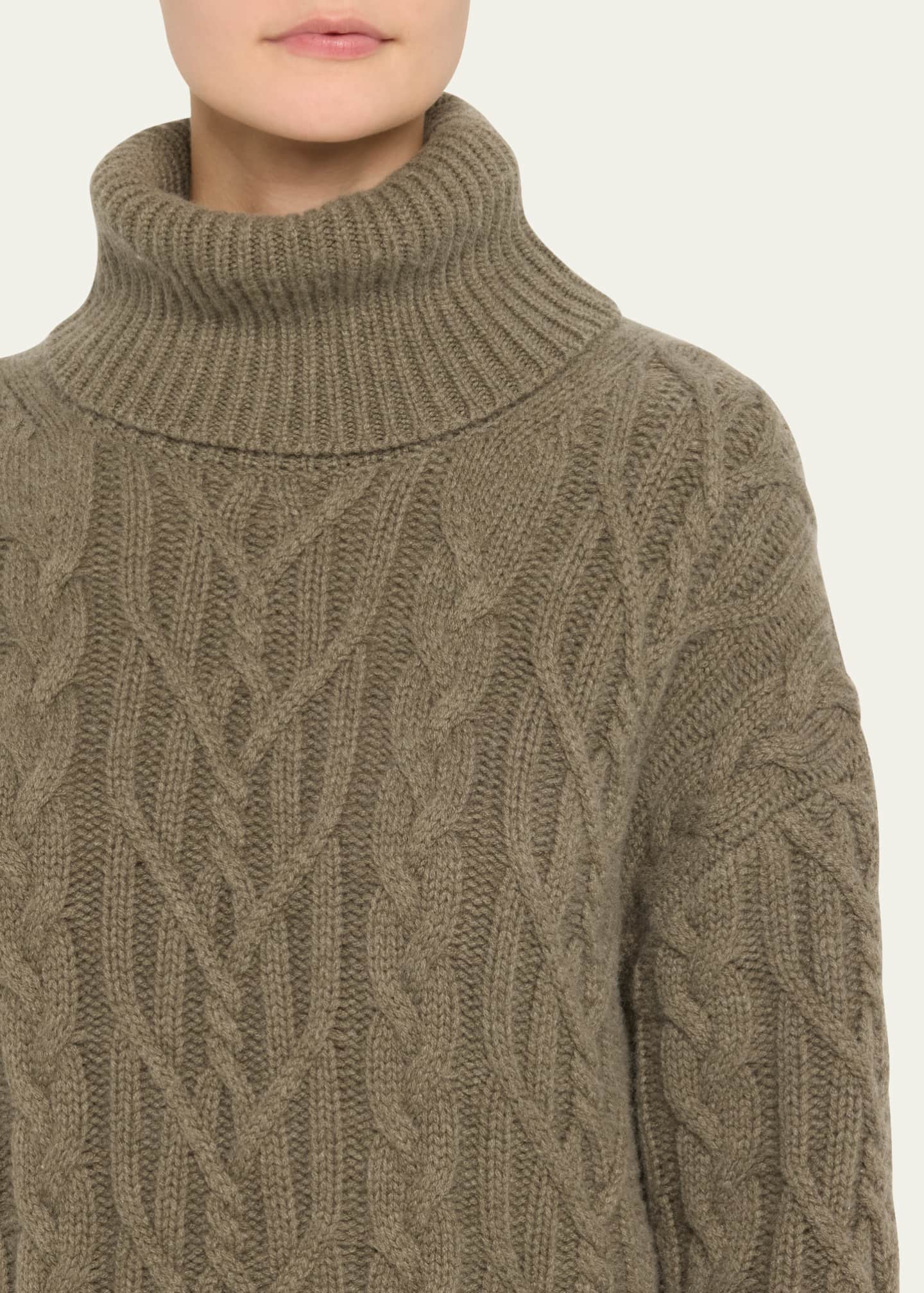 Nili Lotan Gigi Turtleneck Cable-Knit Cashmere Sweater Image 5 of 5