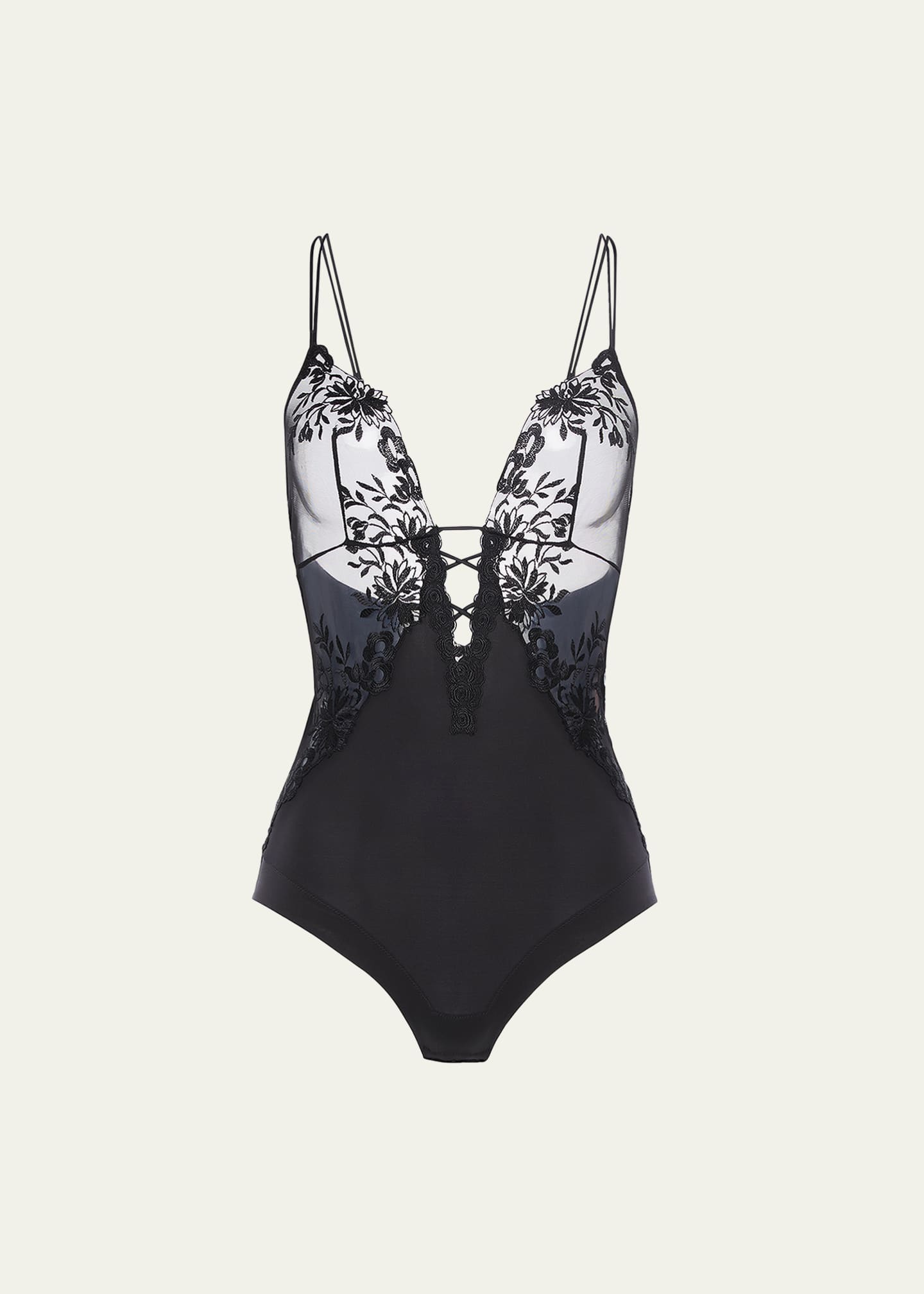 La Perla Zephyr Sheer Embroidered Bodysuit