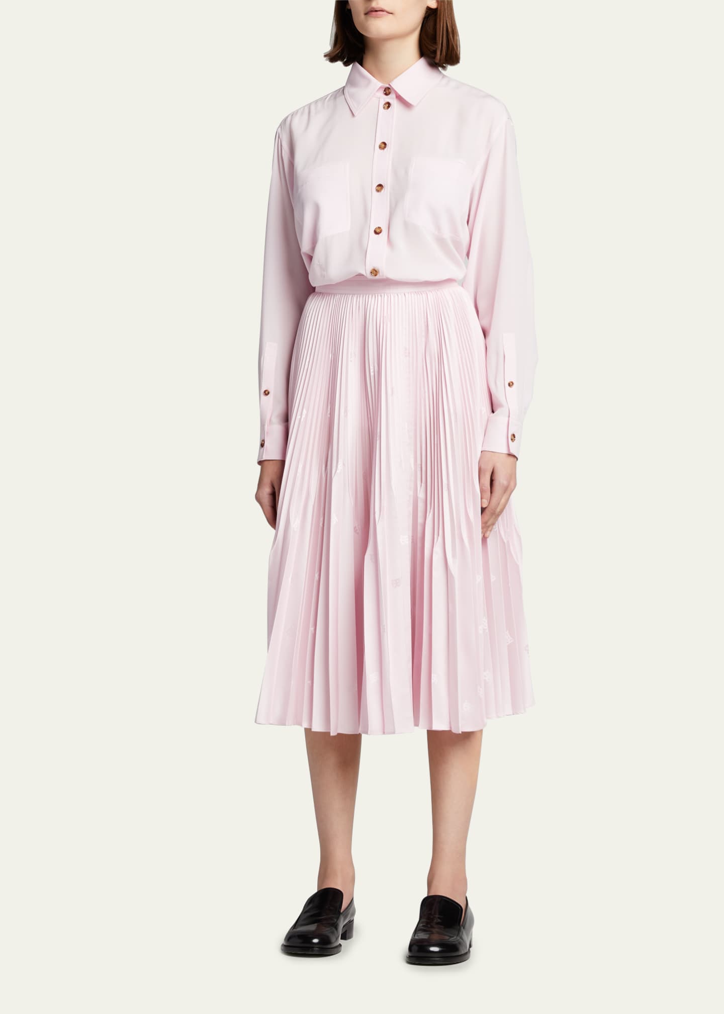 Burberry Angelina Accordion-Pleated Silk Skirt - Bergdorf Goodman