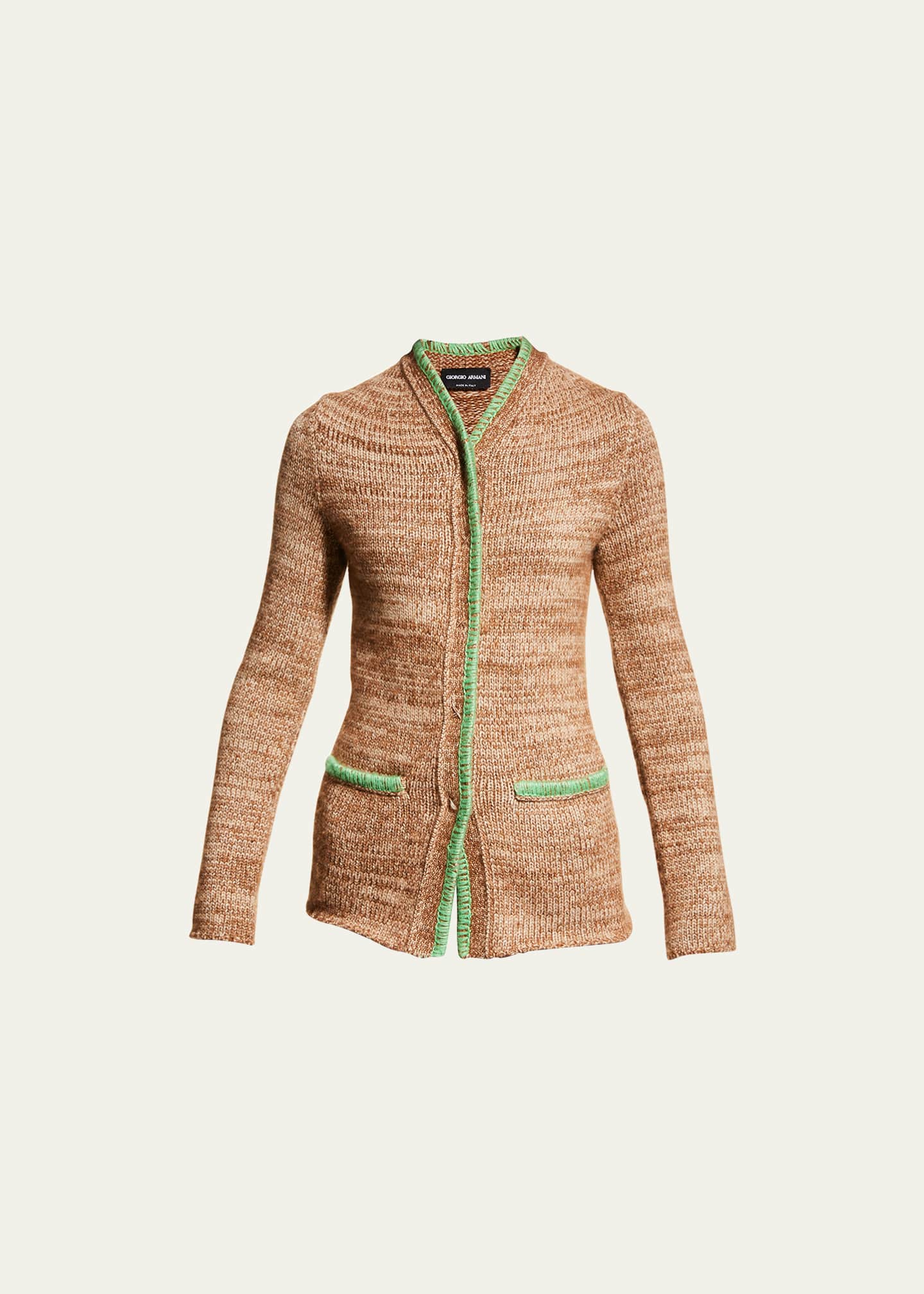 Giorgio Armani Snap-Front Cashmere Jacket w/ Contrast Stitching