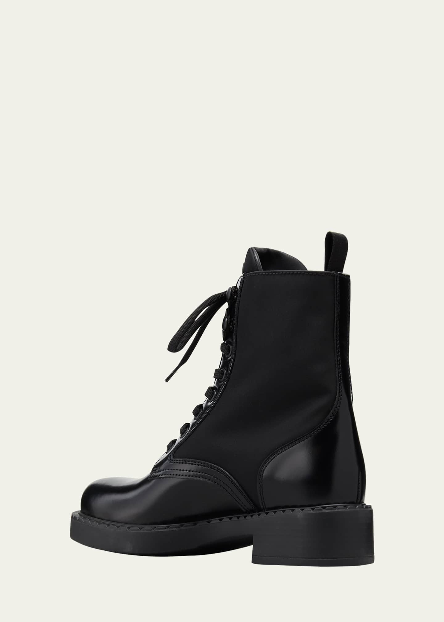 Prada Leather Nylon Lace-Up Combat Boots - Bergdorf Goodman
