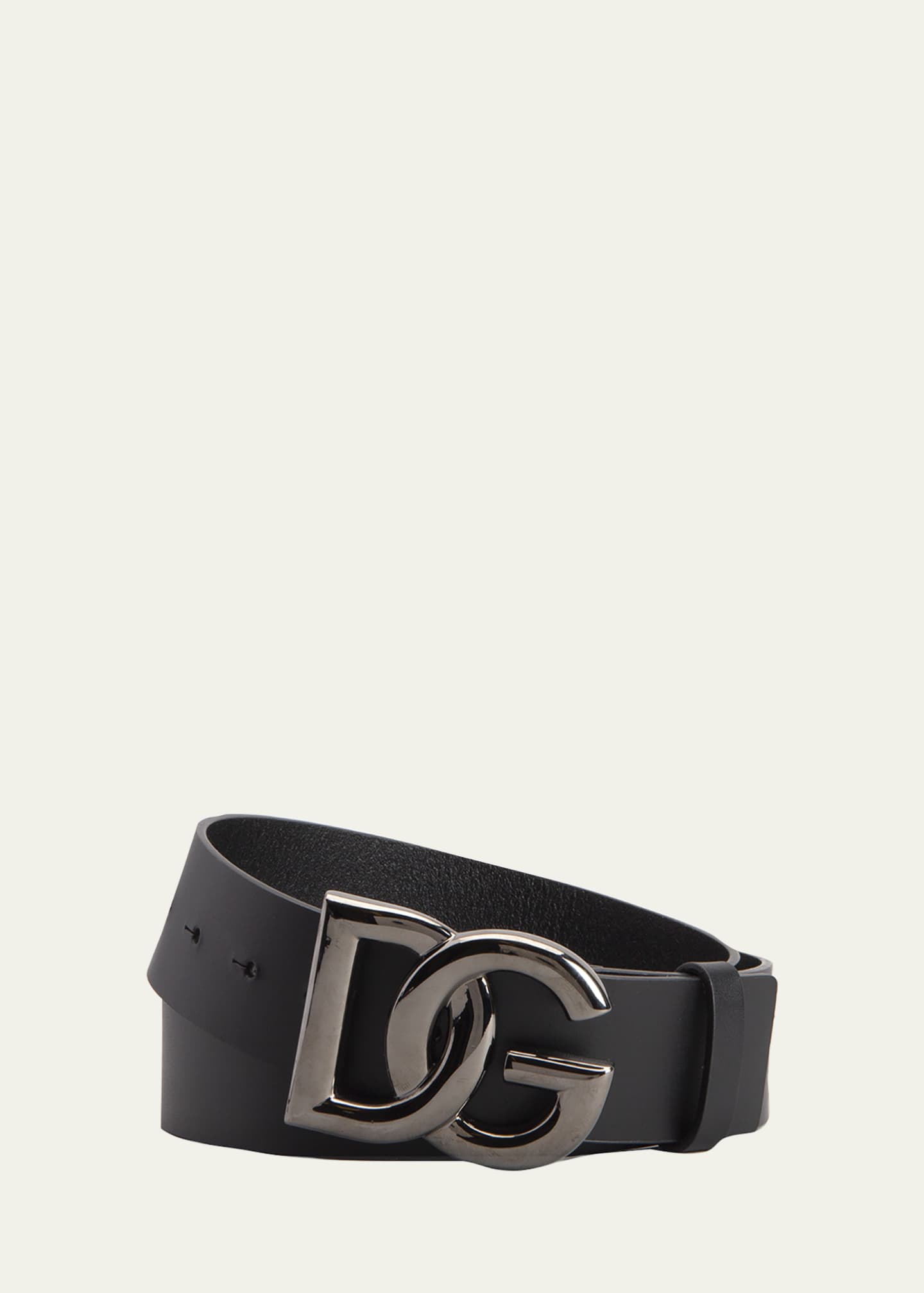 Dolce&Gabbana Men's DG-Logo Leather Buckle Belt