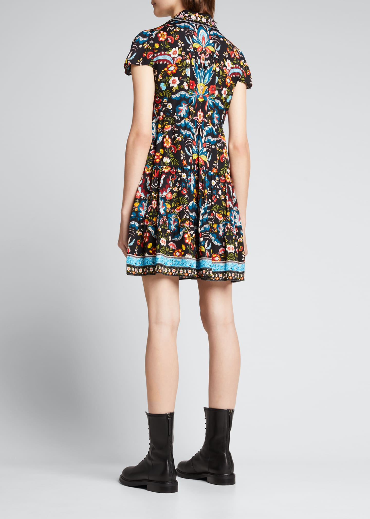 Alice + Olivia Meeko Embroidered Tiered Shirtdress Bergdorf Goodman