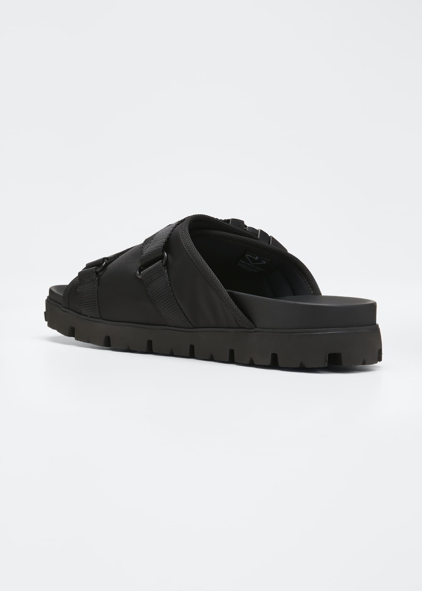 Prada Men's Fusbett Nastro Strappy Buckle Lug-Sole Slides - Bergdorf Goodman