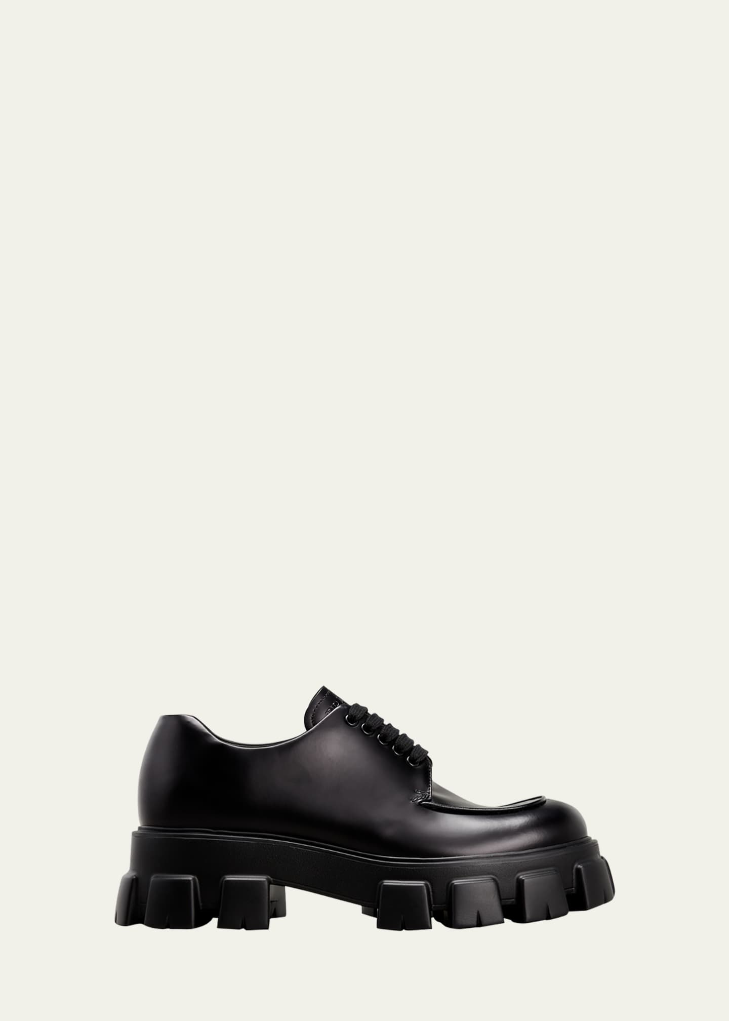 Prada Men's Monolith Lug-Sole Leather Derby Shoes - Bergdorf Goodman