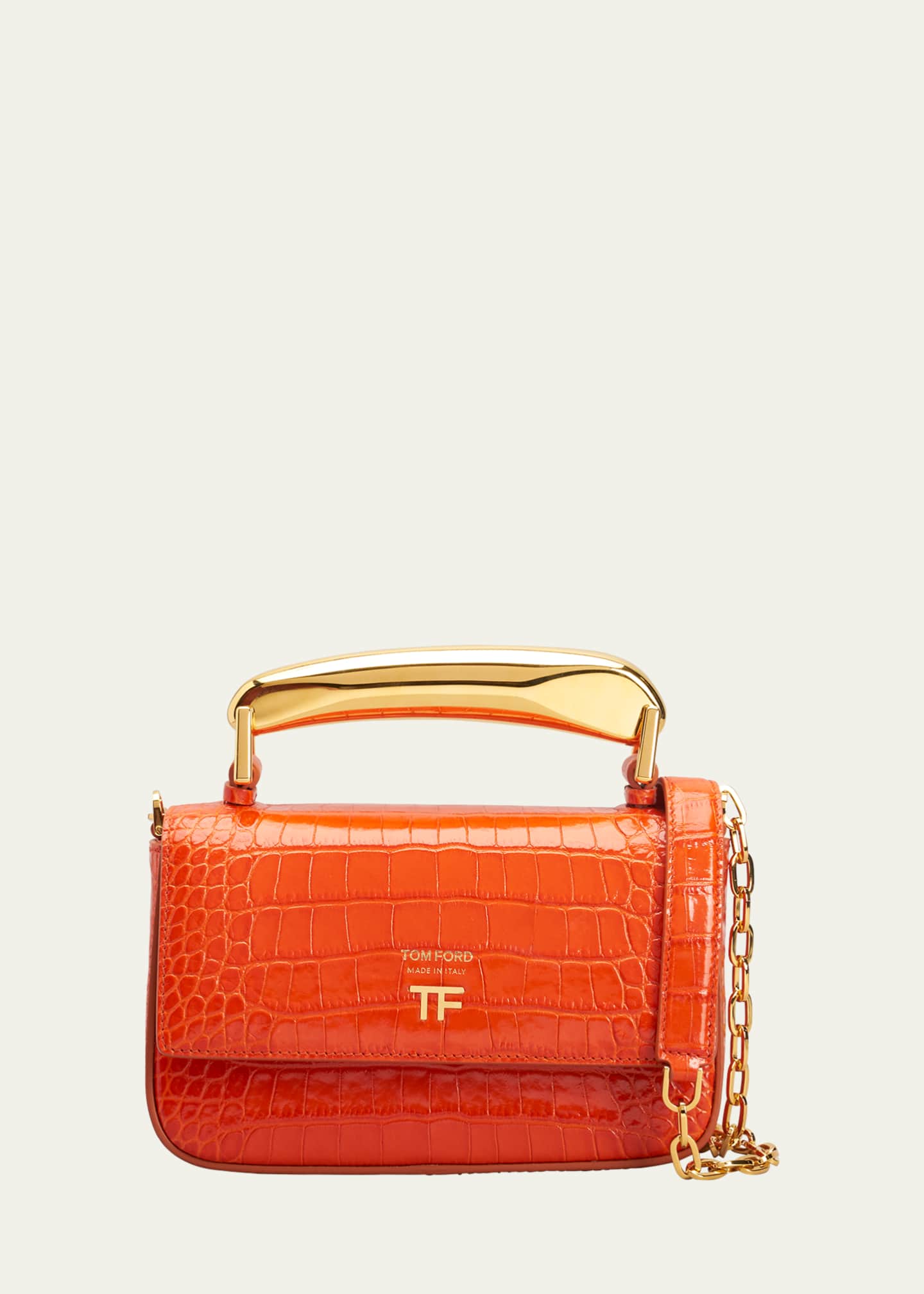TOM FORD Bianca CrocEmbossed Shoulder Bag Bergdorf Goodman