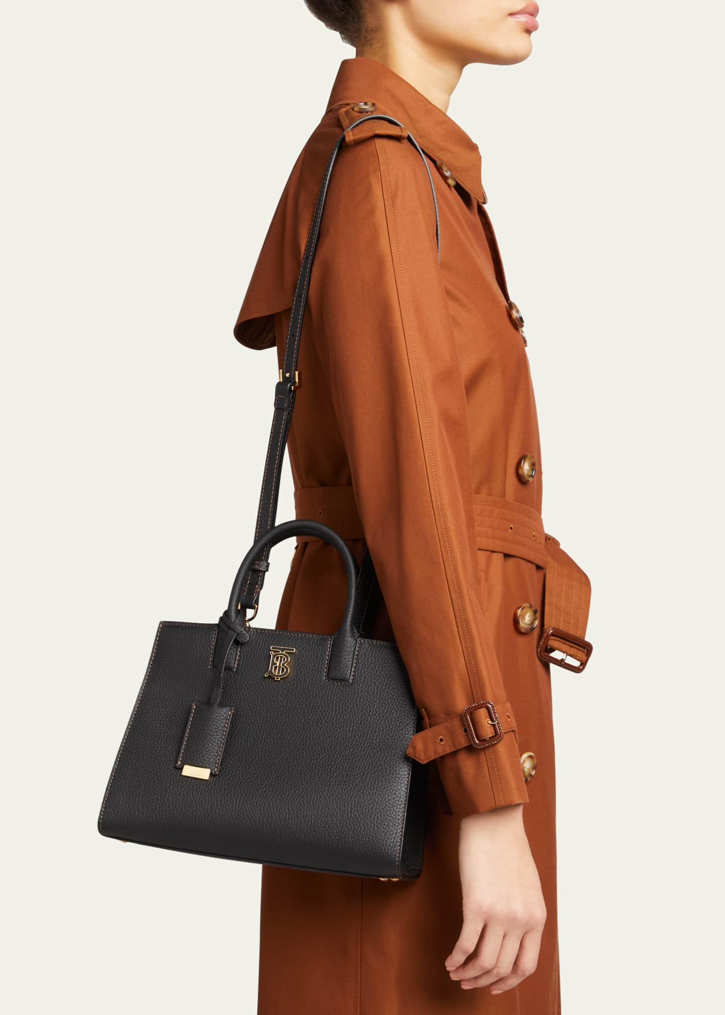 Burberry TB Grainy Leather Tote Crossbody Bag Bergdorf Goodman