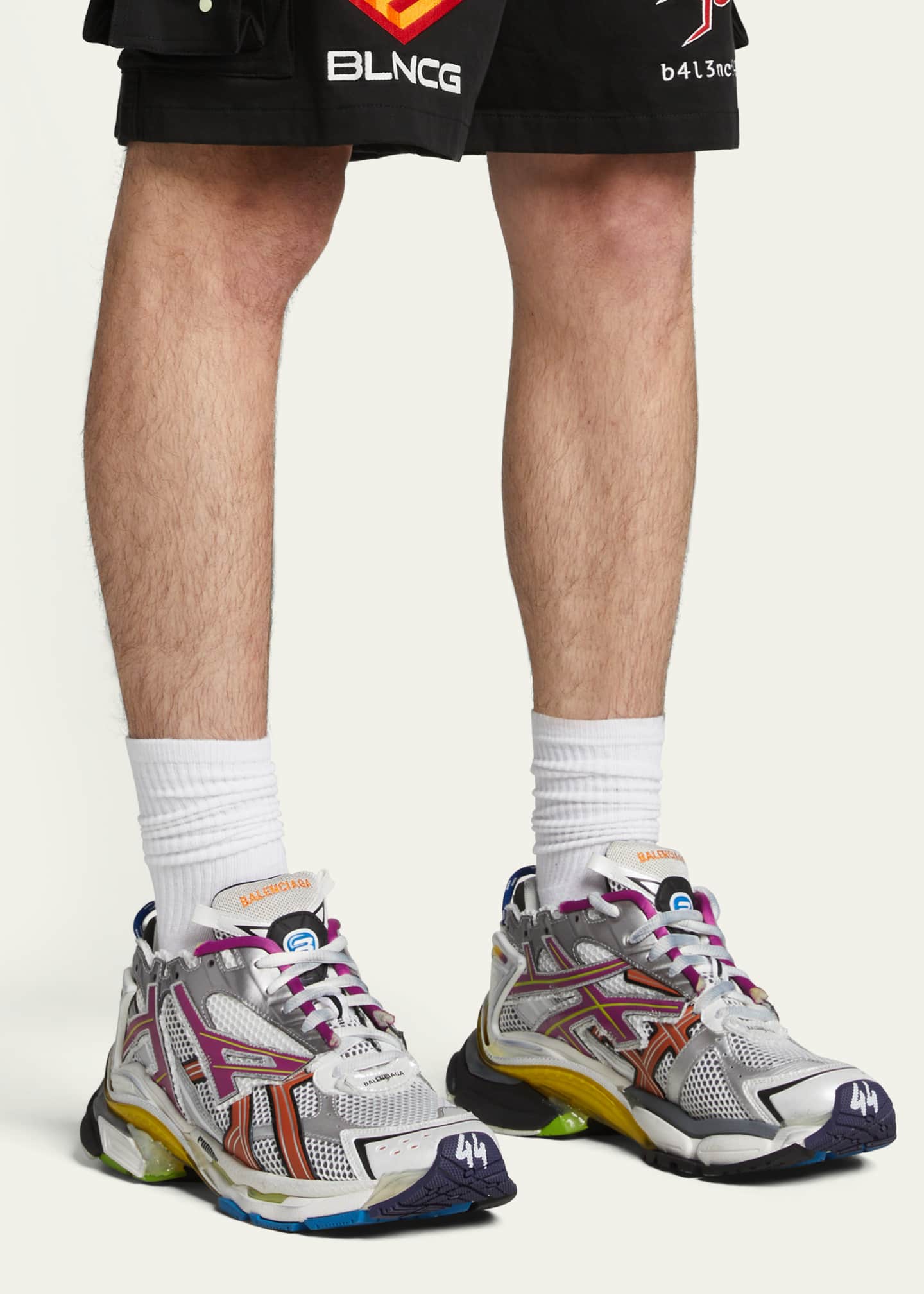 Balenciaga Men's Multicolor Mesh Runner Sneakers