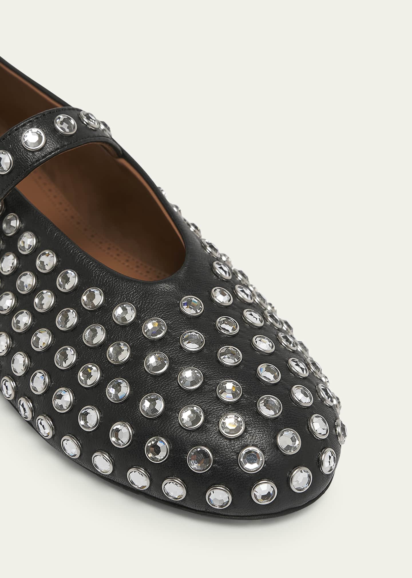 ALAIA Leather Mary Jane Flats With Allover Studs - Bergdorf Goodman