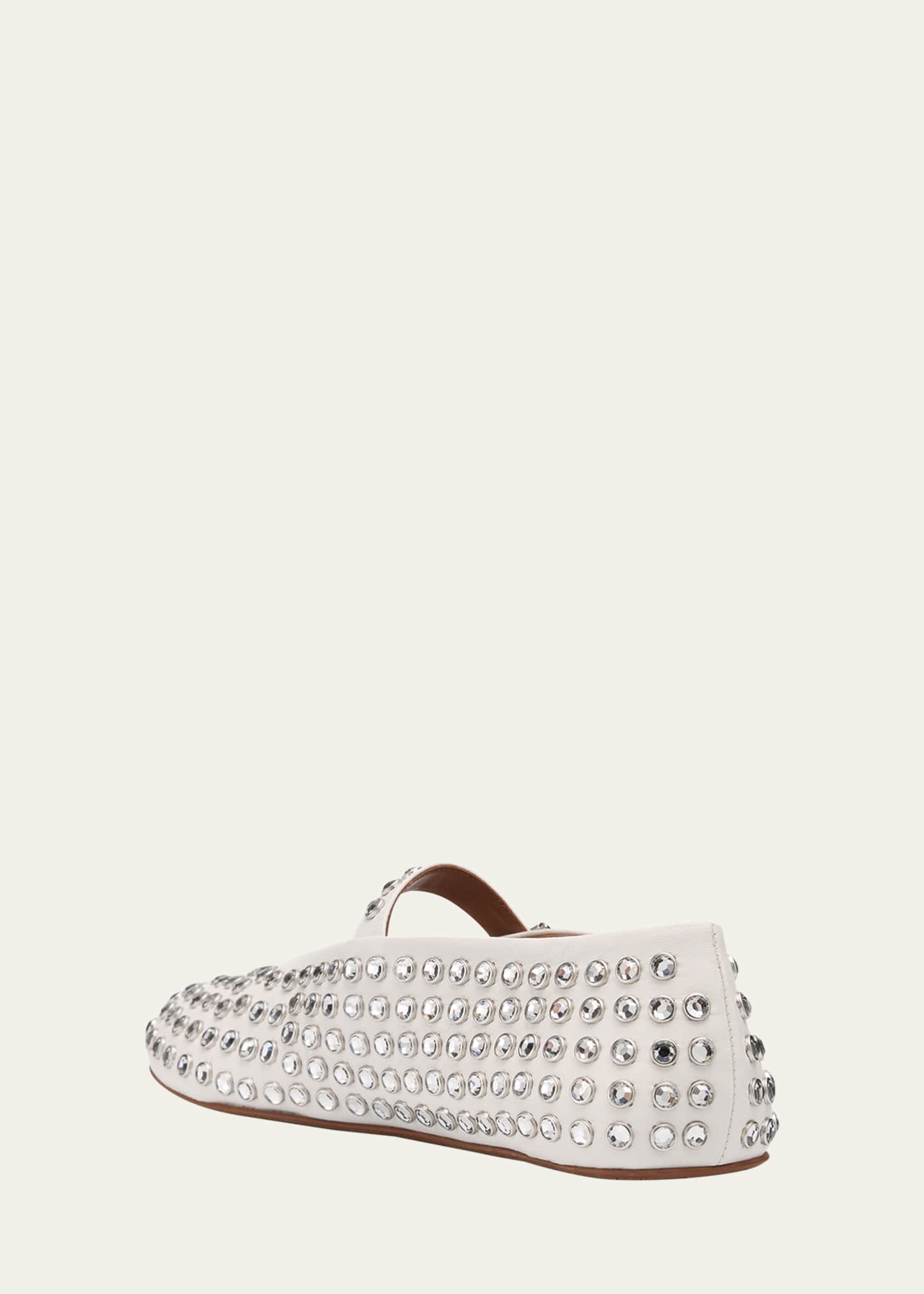 Leather Mary Jane Flats With Allover Studs