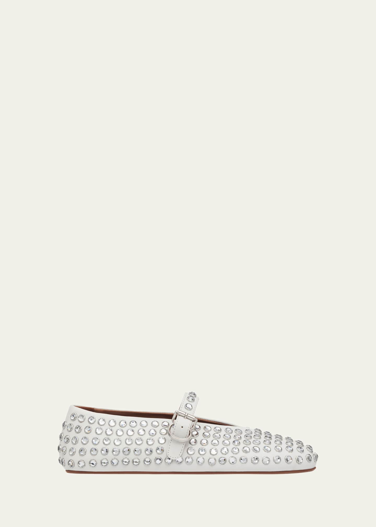 ALAIA Leather Mary Jane Flats With Allover Studs Image 1 of 5