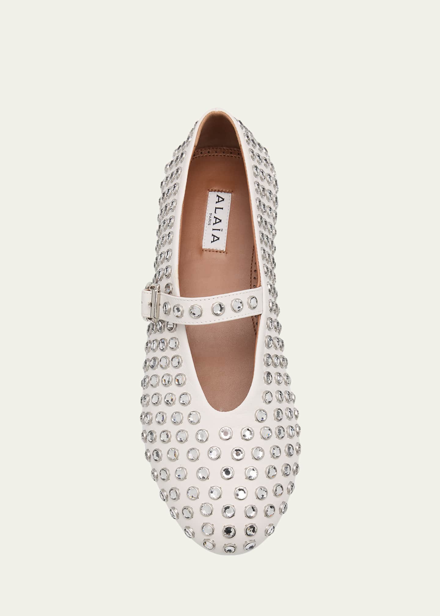 Leather Mary Jane Flats With Allover Studs