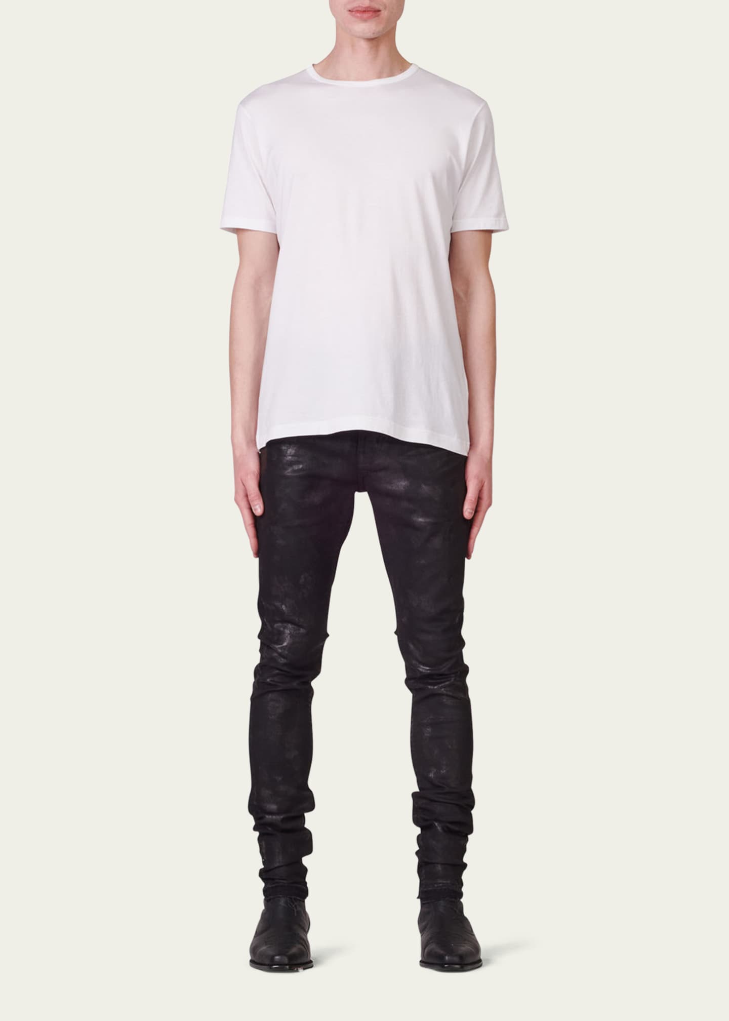 PURPLE Men's Waxed Skinny Jeans Bergdorf Goodman