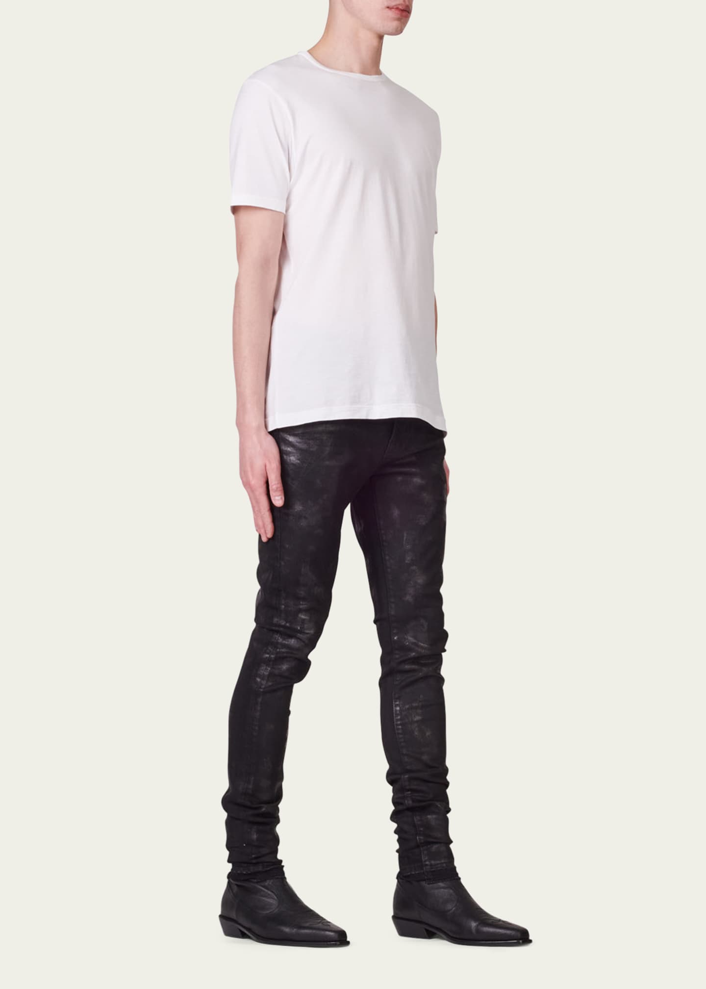 PURPLE Men's Waxed Skinny Jeans Bergdorf Goodman