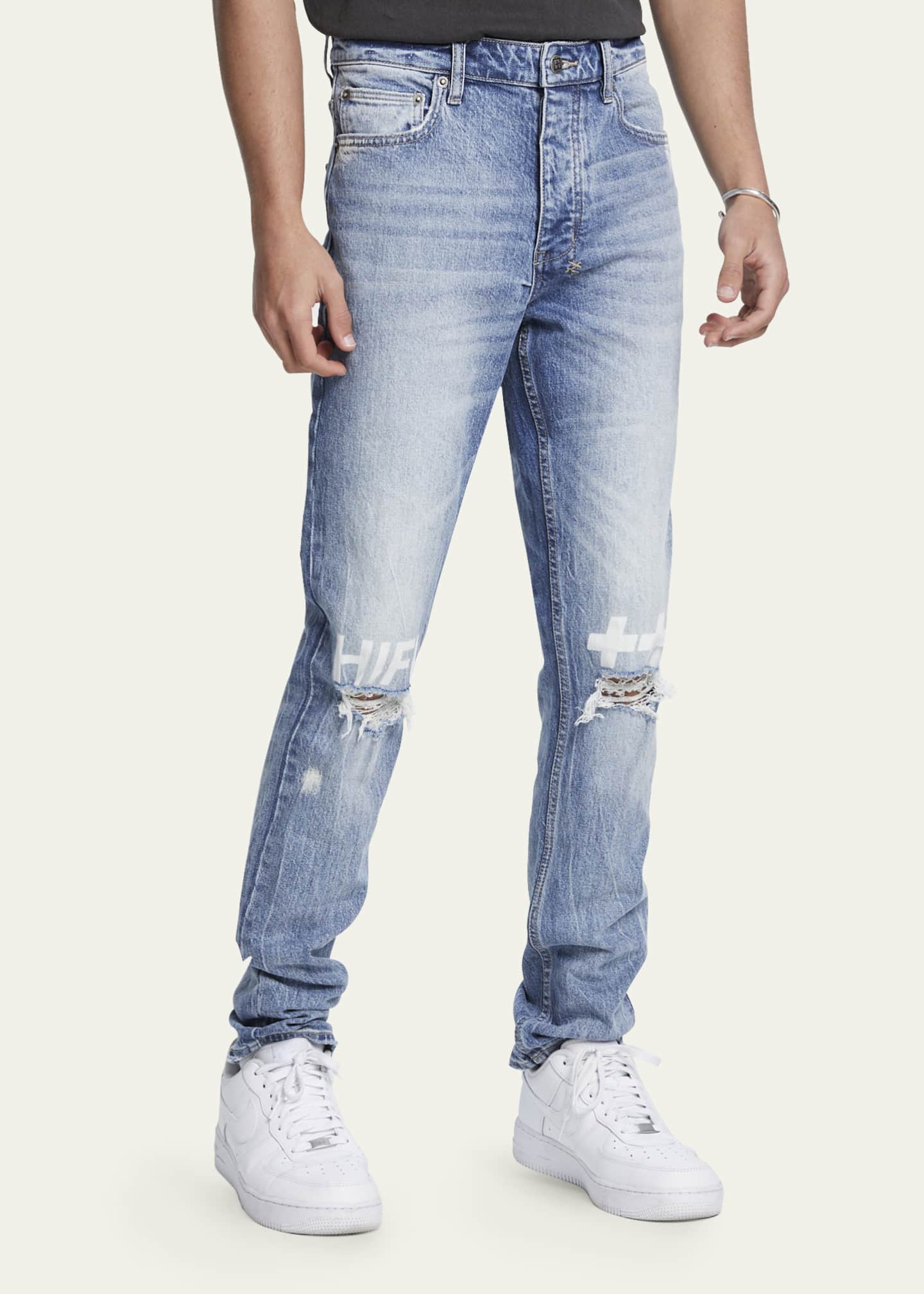 Ksubi Men's Distressed Logo Light Wash Denim Jeans Bergdorf Goodman