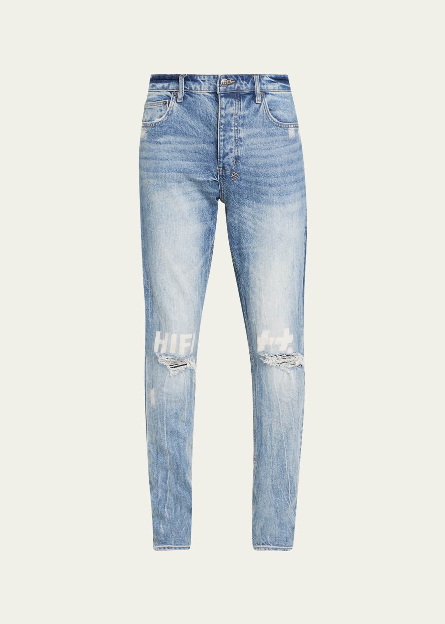 Ksubi Men's Distressed Logo Light Wash Denim Jeans Bergdorf Goodman