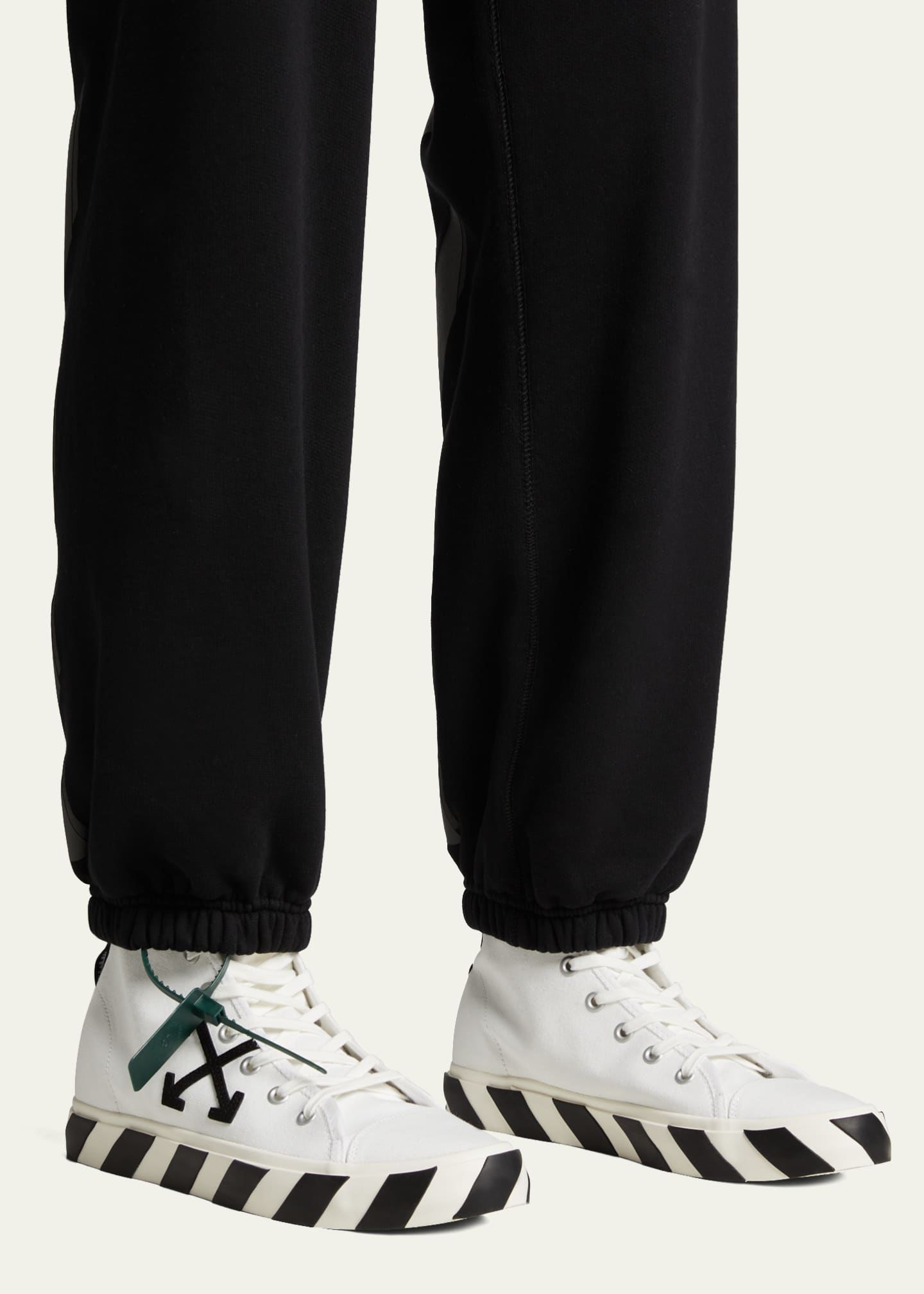 Off-White Men's Arrow Striped Canvas Mid-Top Sneakers - Bergdorf Goodman