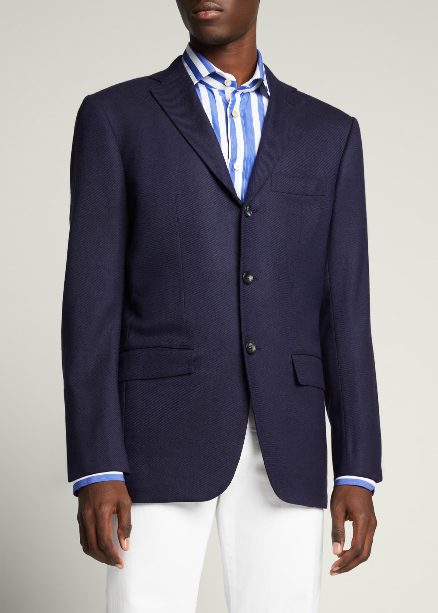 Solid Navy Silk Sport Jacket