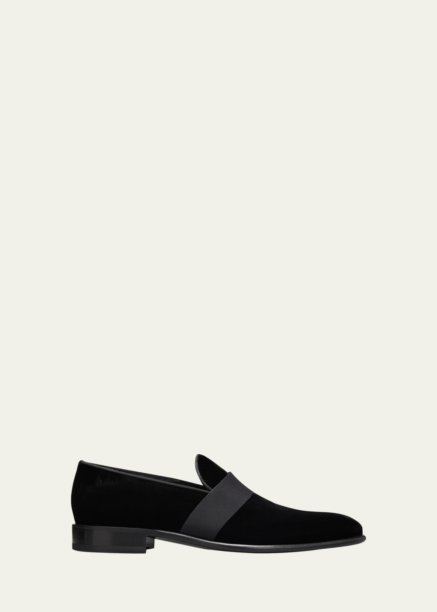 Santoni Tuxedo Black Velvet Loafers Santoni Mens size 9.5 italy dress slip on Santoni - Isomer Black Grosgrain Velvet Formal Loafer main image 2