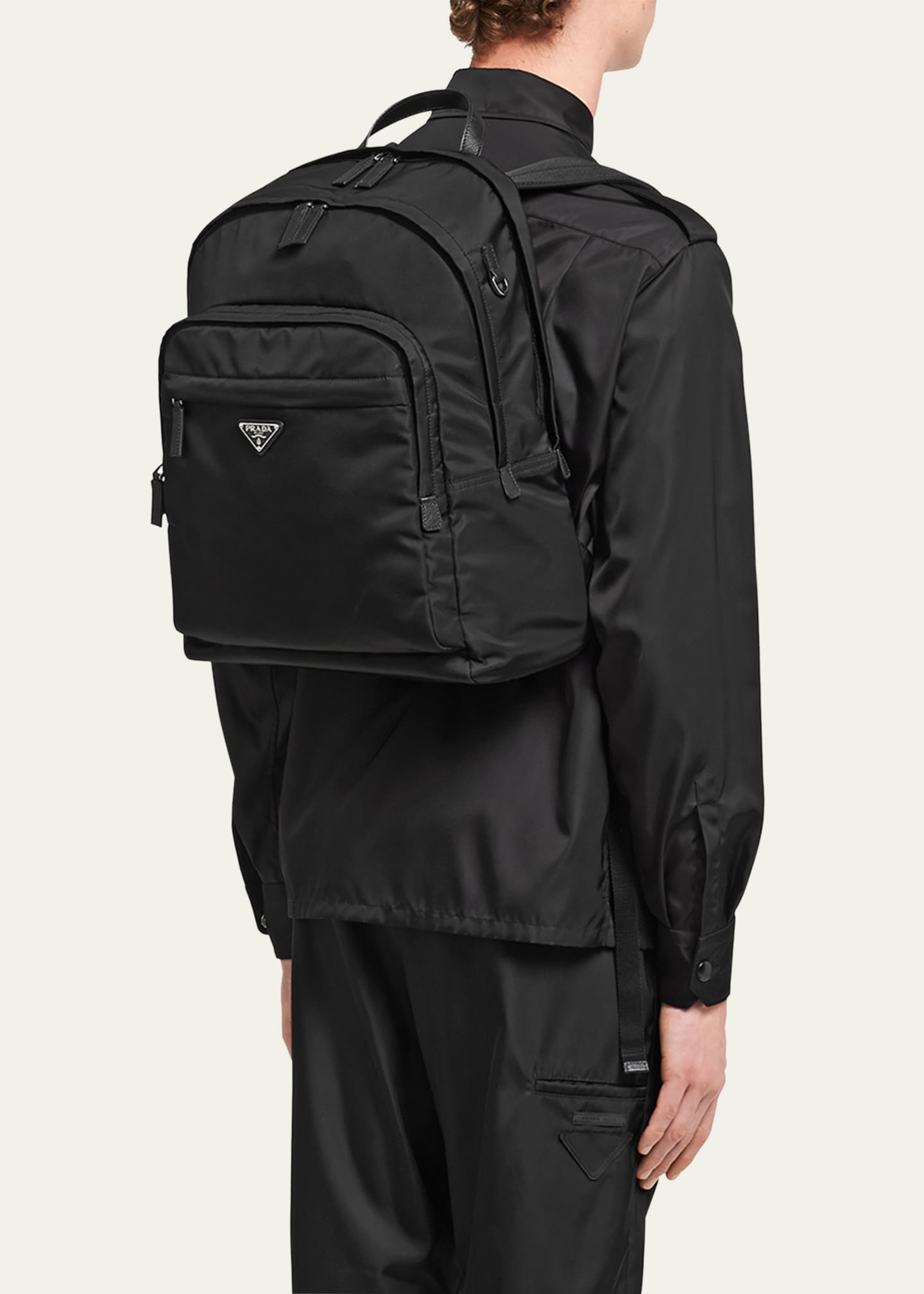 Prada Men s Triangle Logo Nylon Backpack Bergdorf Goodman