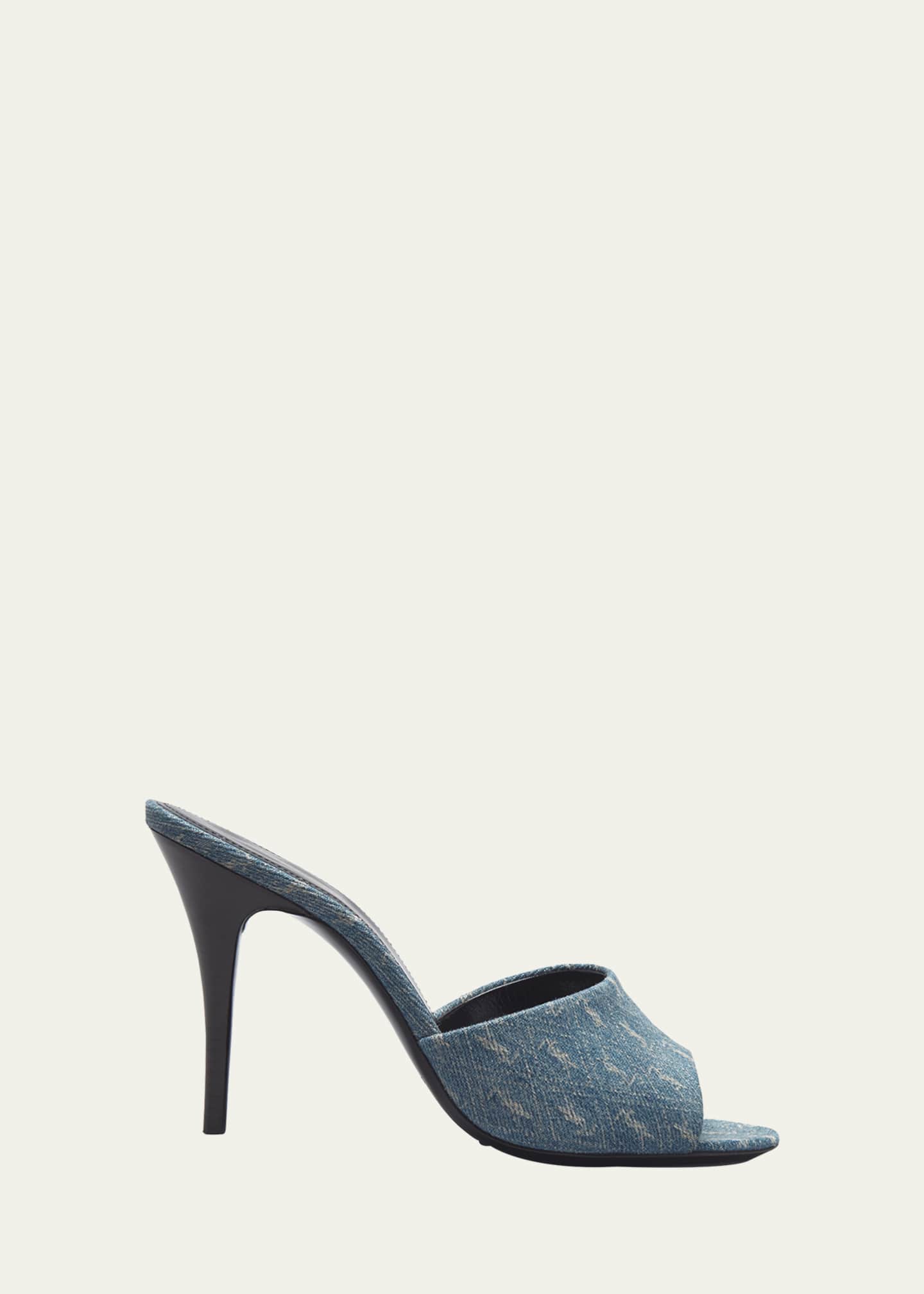 Saint Laurent LA 16 YSL Jacquard Mule Sandals Bergdorf Goodman