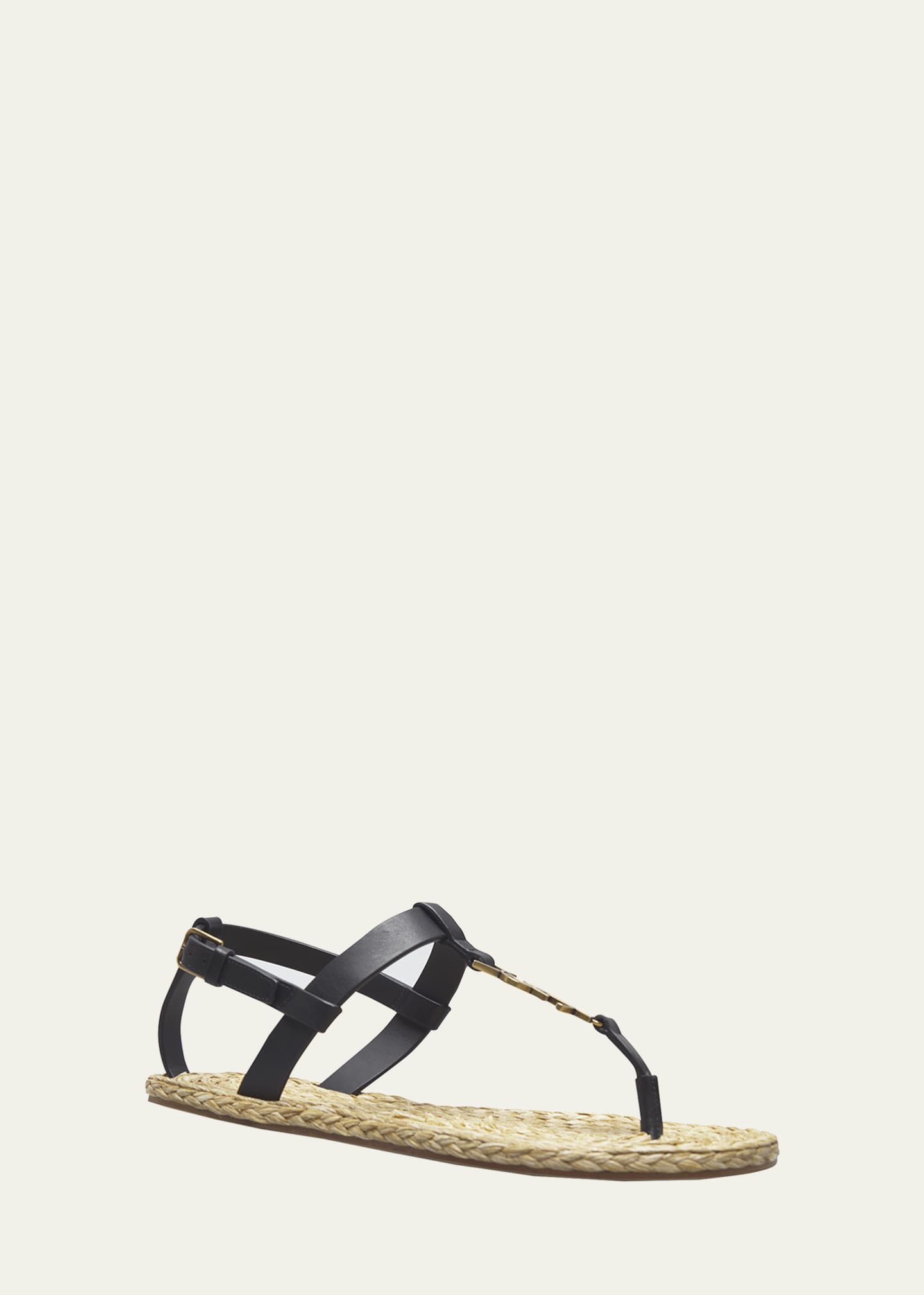 Saint Laurent Cassandra YSL Medallion Flat Sandals Bergdorf Goodman