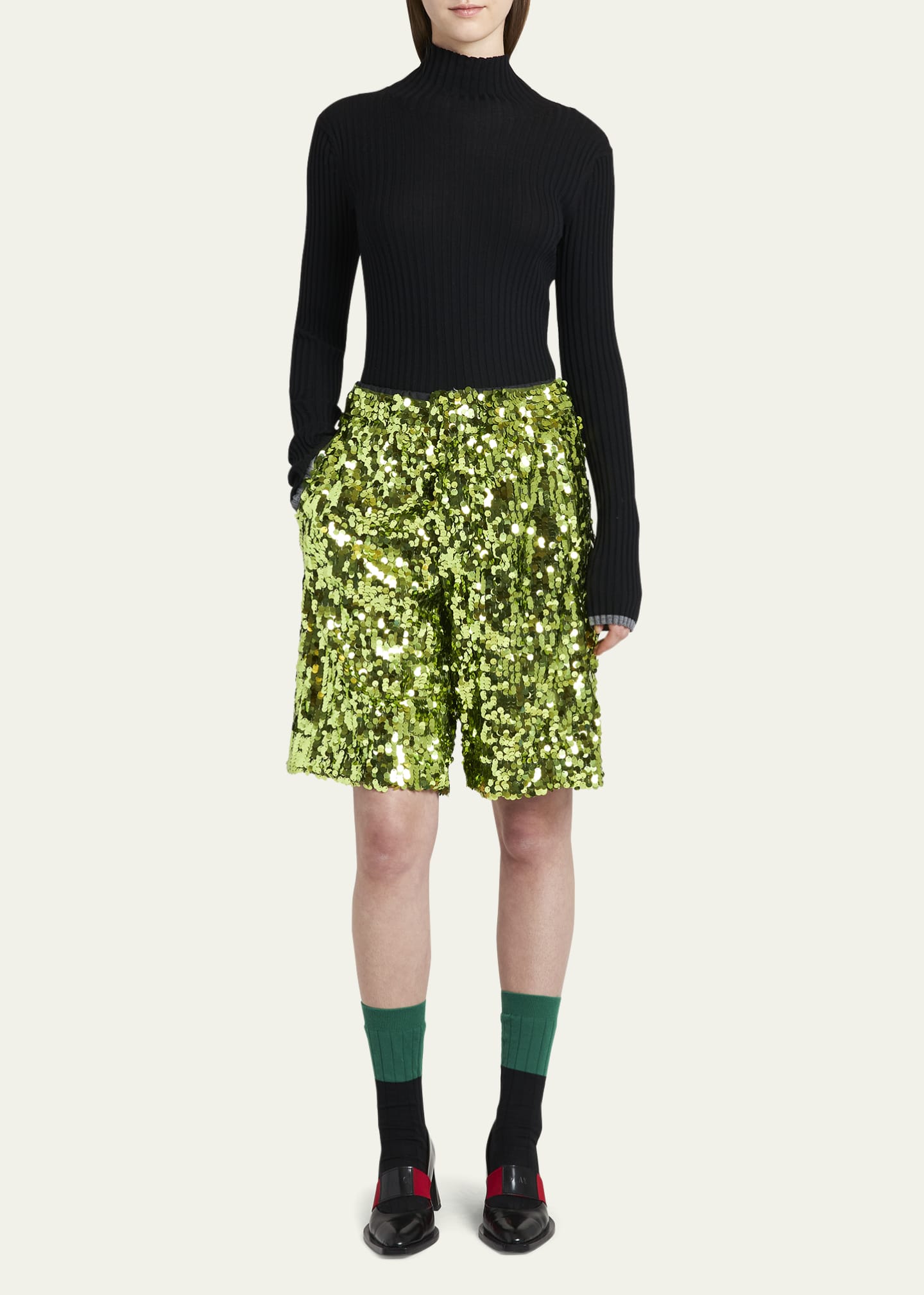 Plan C Sequin Bermuda Shorts Bergdorf Goodman