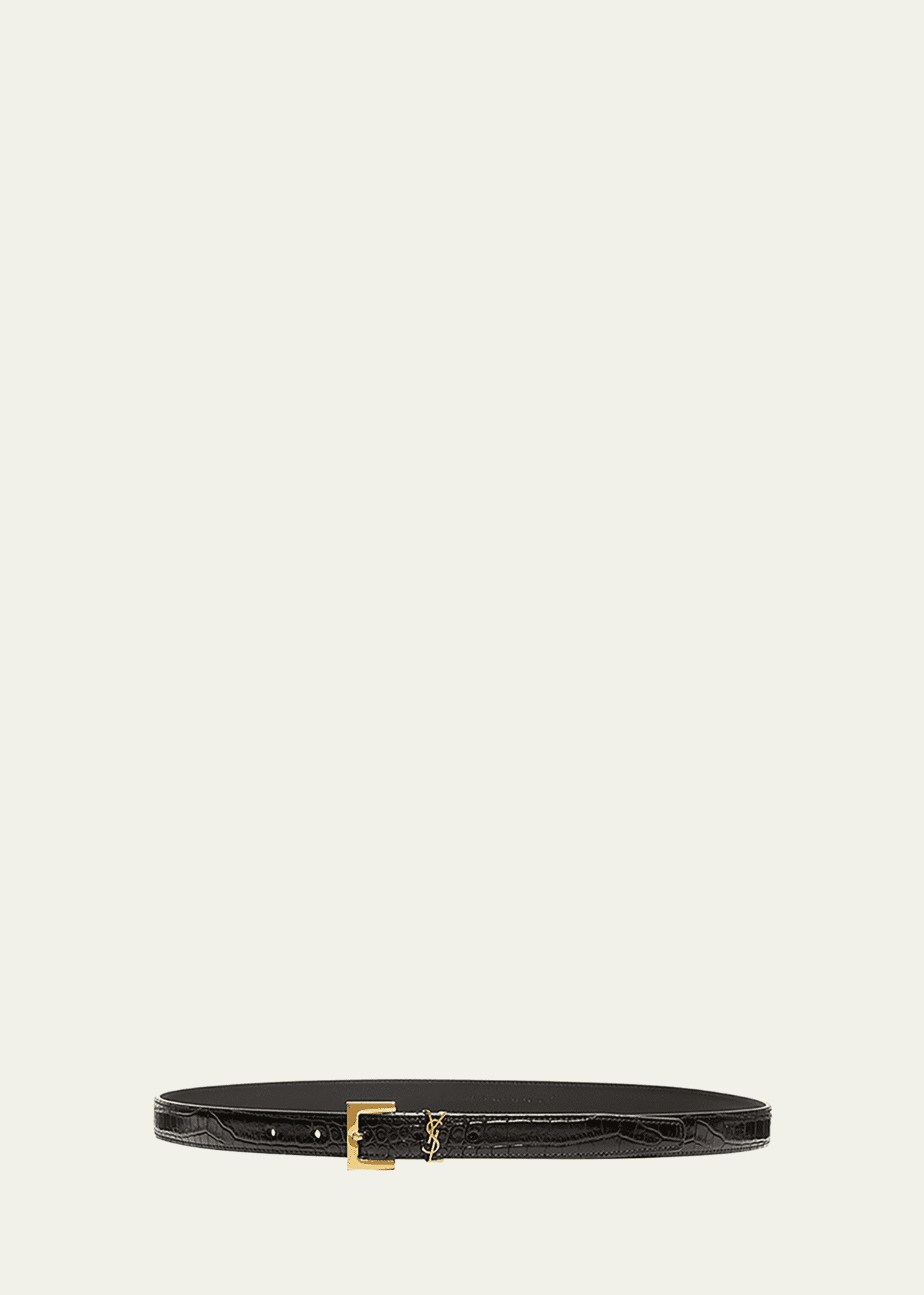 Saint Laurent | Men Logo Croc Embossed Slim Leather Bag Black Unique