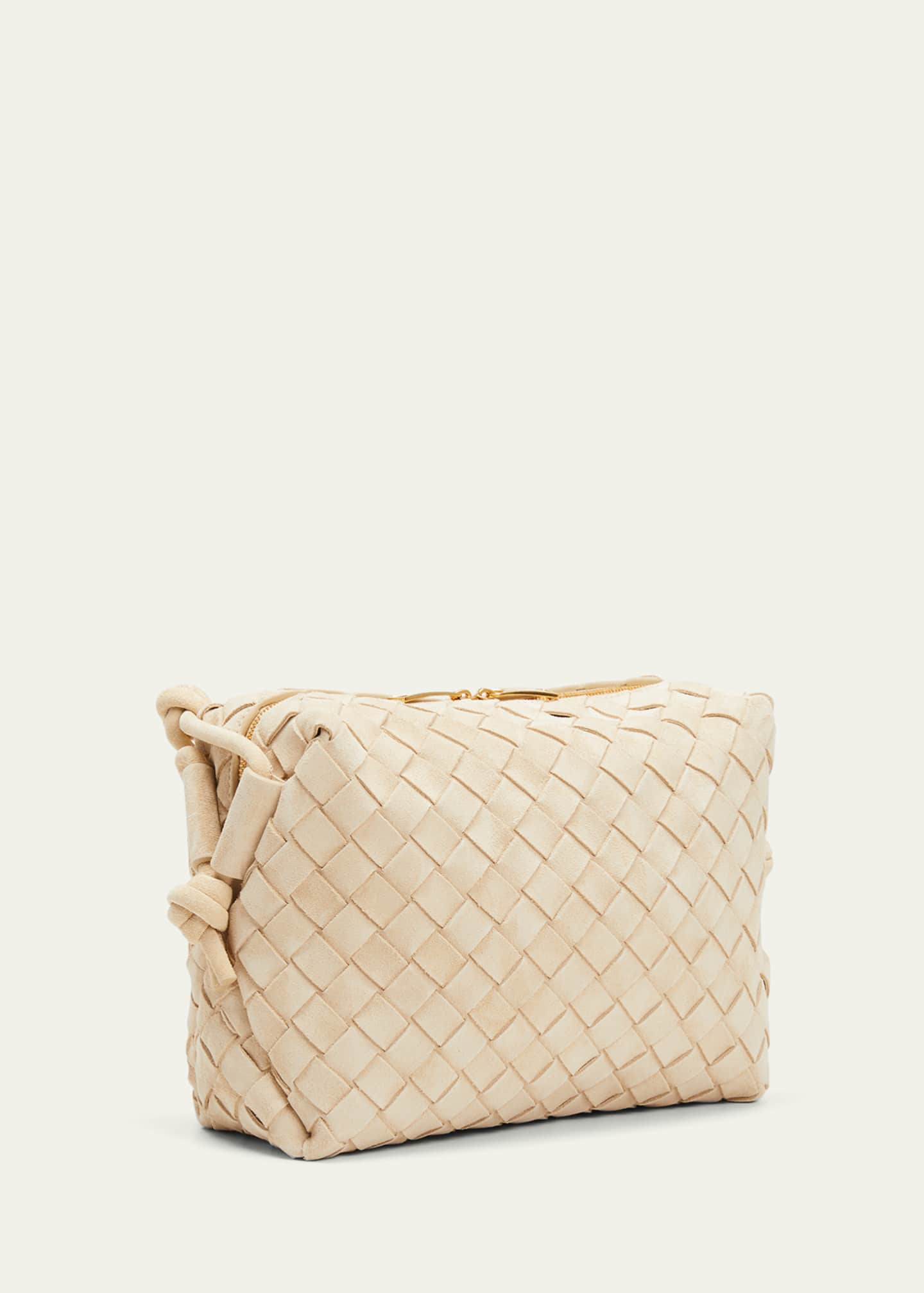 Mini Loop Leather Crossbody Bag in Beige - Bottega Veneta