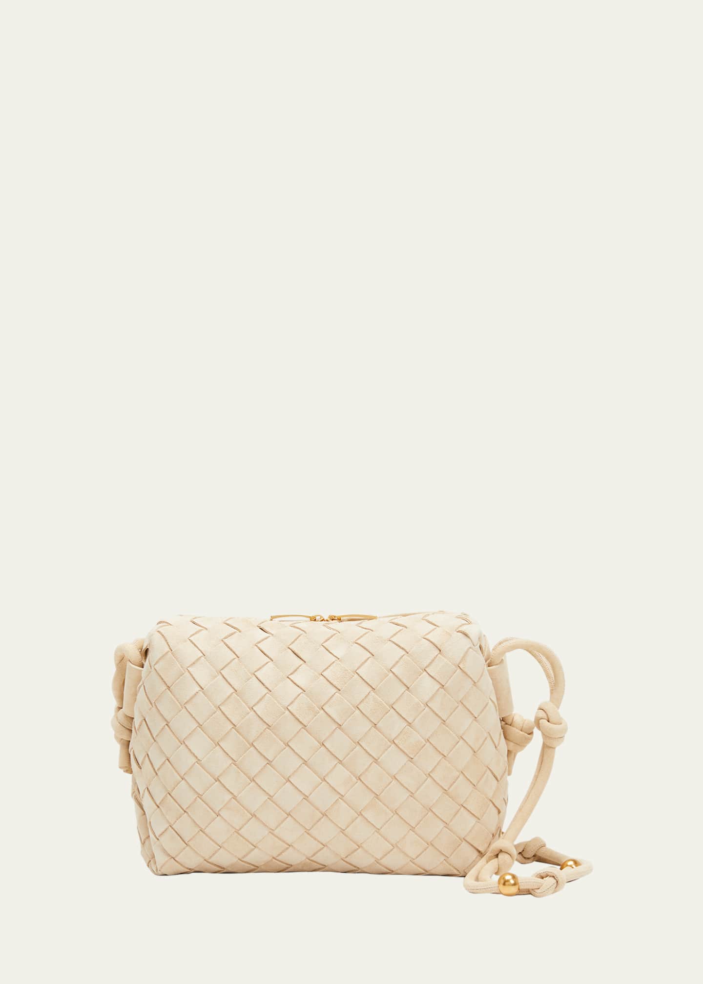 Bottega Veneta Loop Mini Intrecciato Leather Shoulder Bag - Off-white