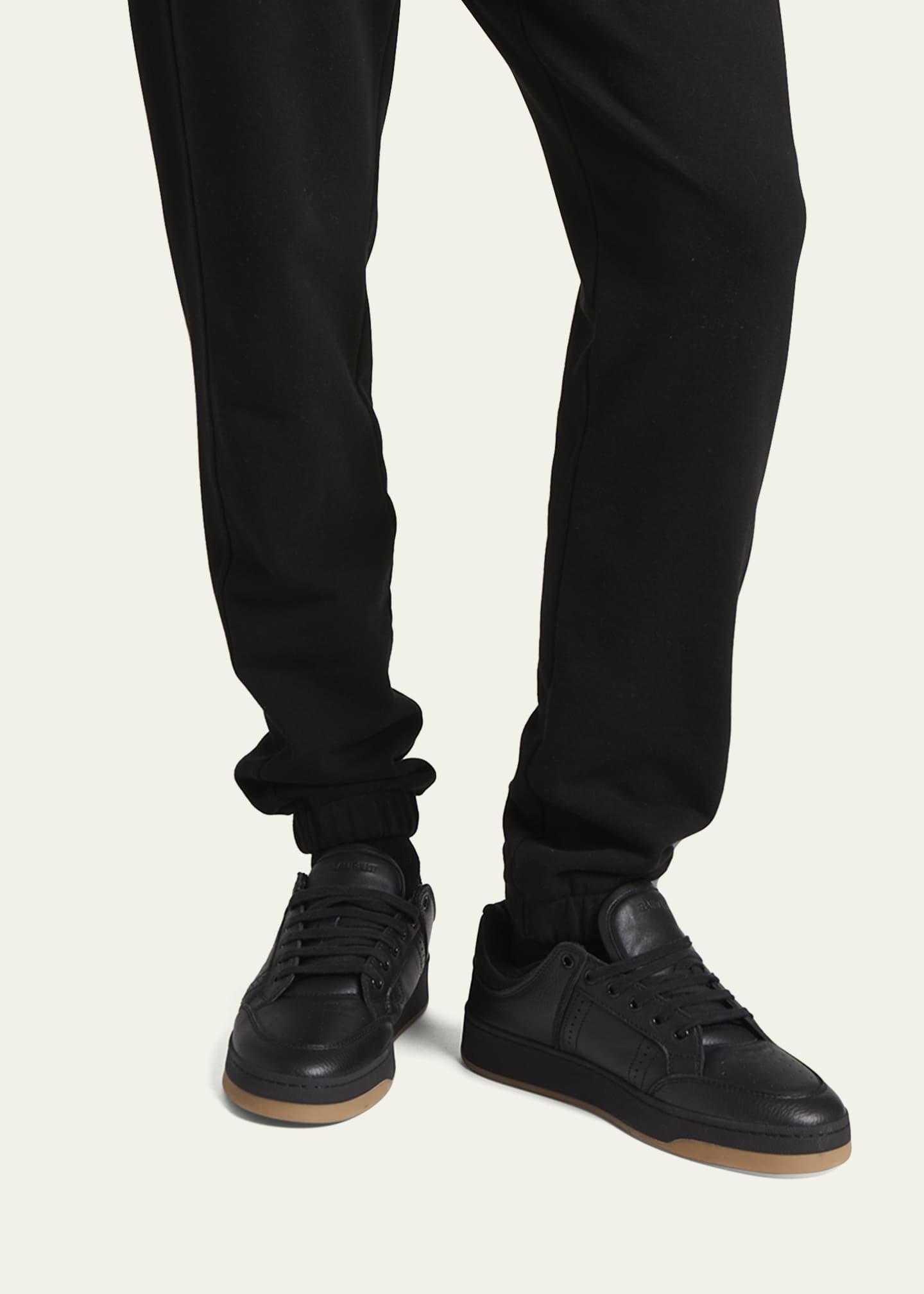 Black low top leather sneakers top