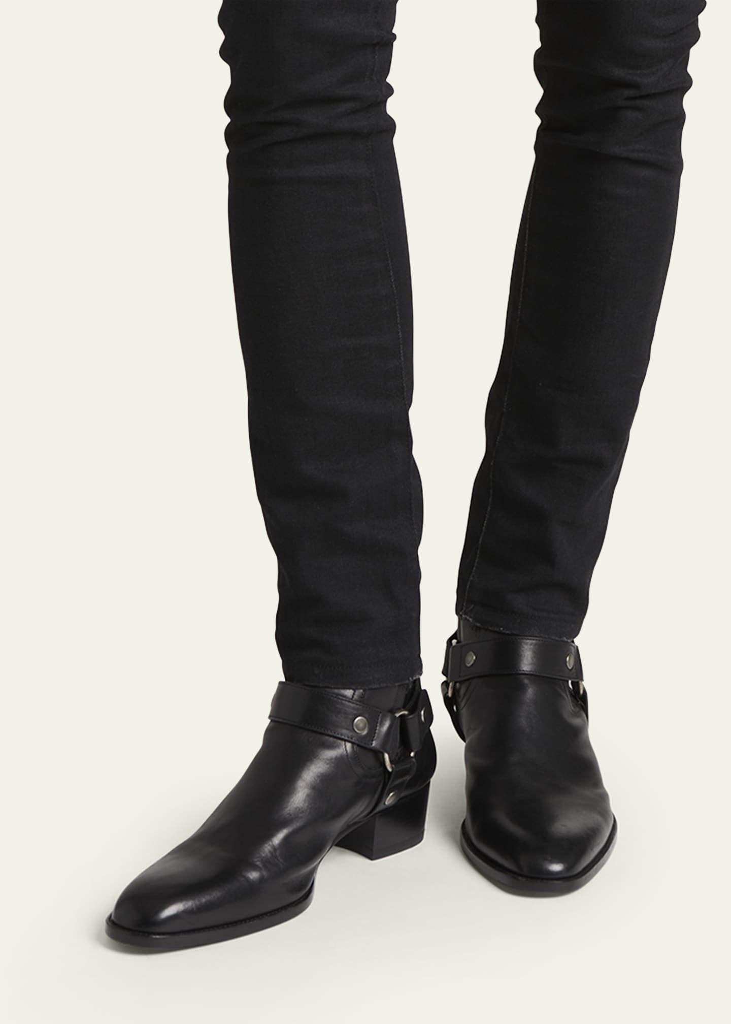 Saint Laurent Men's Wyatt 40 Harness Biker Boots