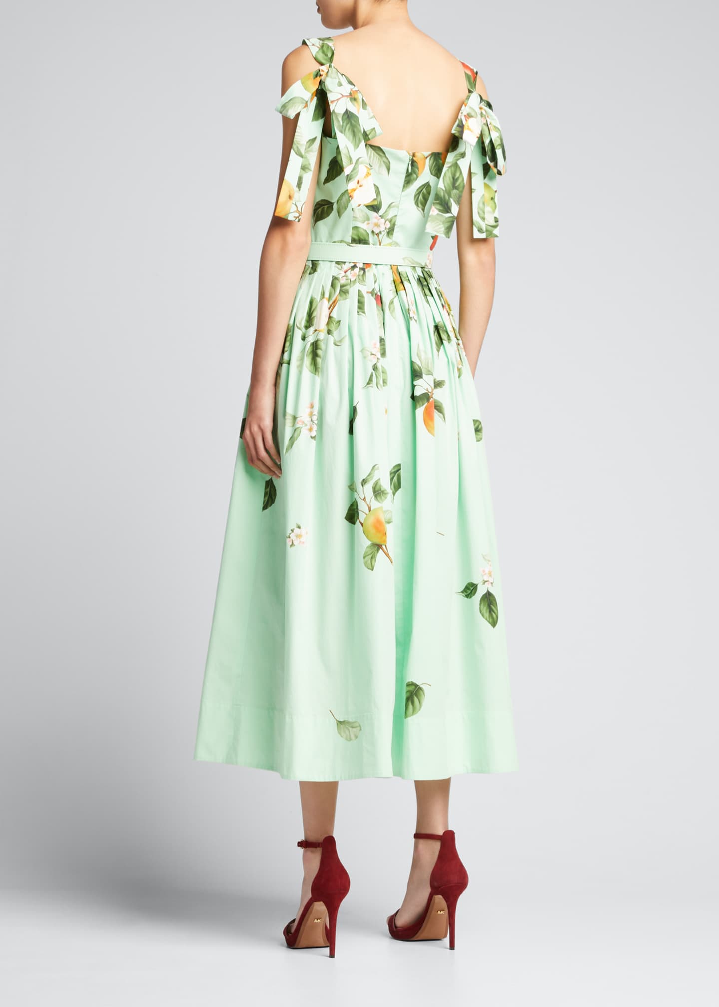 Oscar de la Renta Degrade Apple Blossom-Print Belted Tank Dress 
