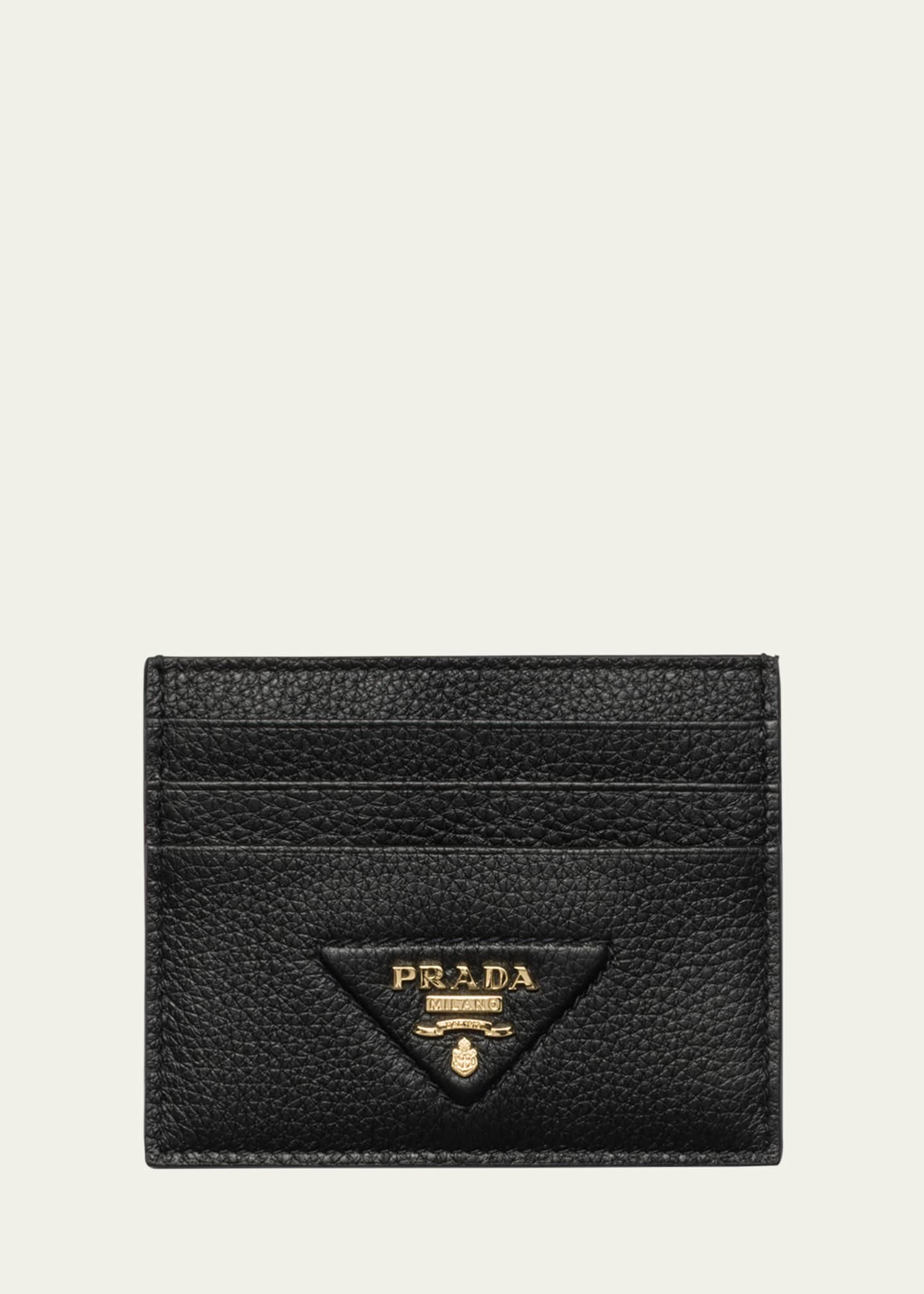 Prada Triangle Logo Leather Card Holder Image 1 of 2
