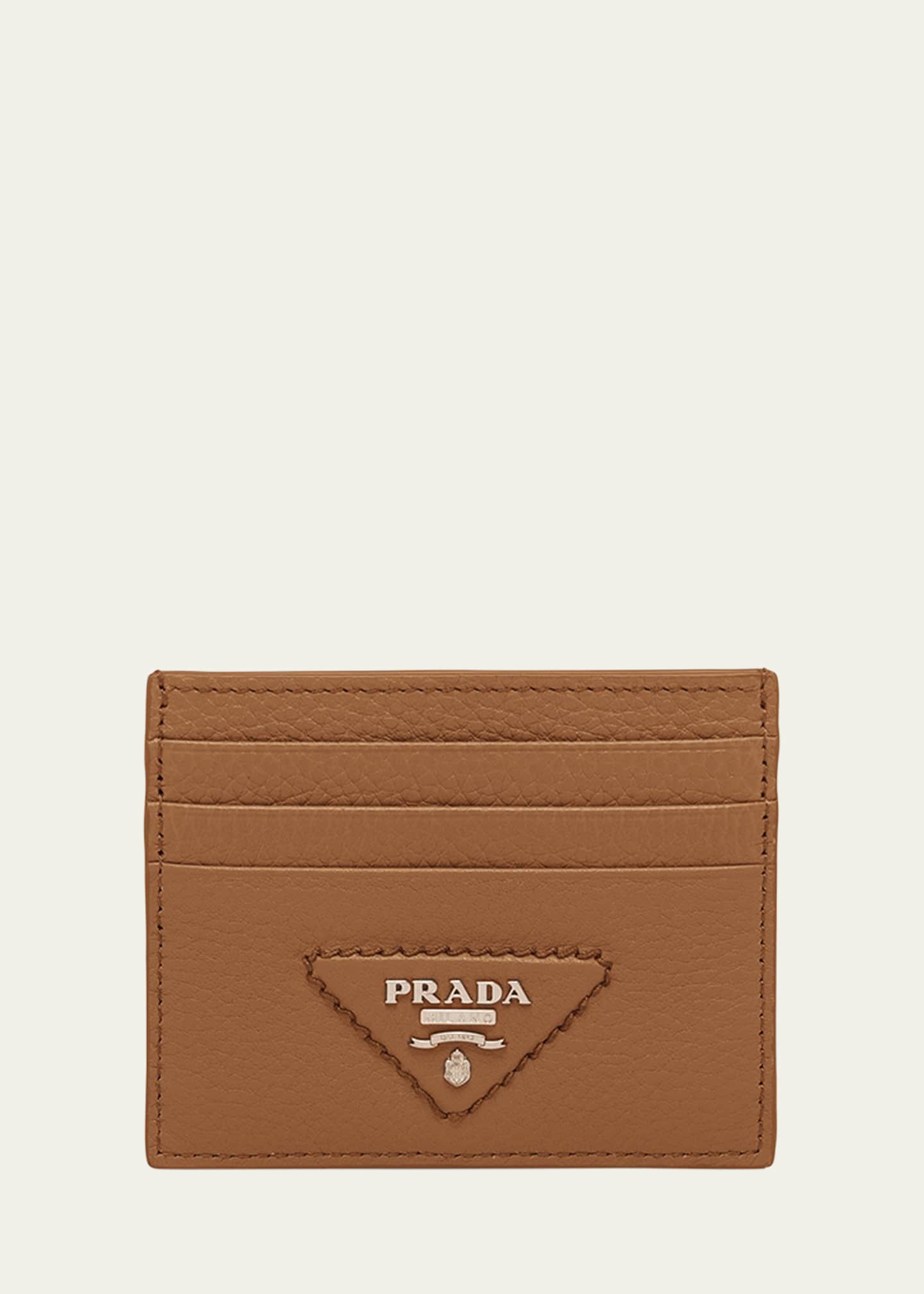 Prada Triangle Logo Leather Card Holder Bergdorf Goodman