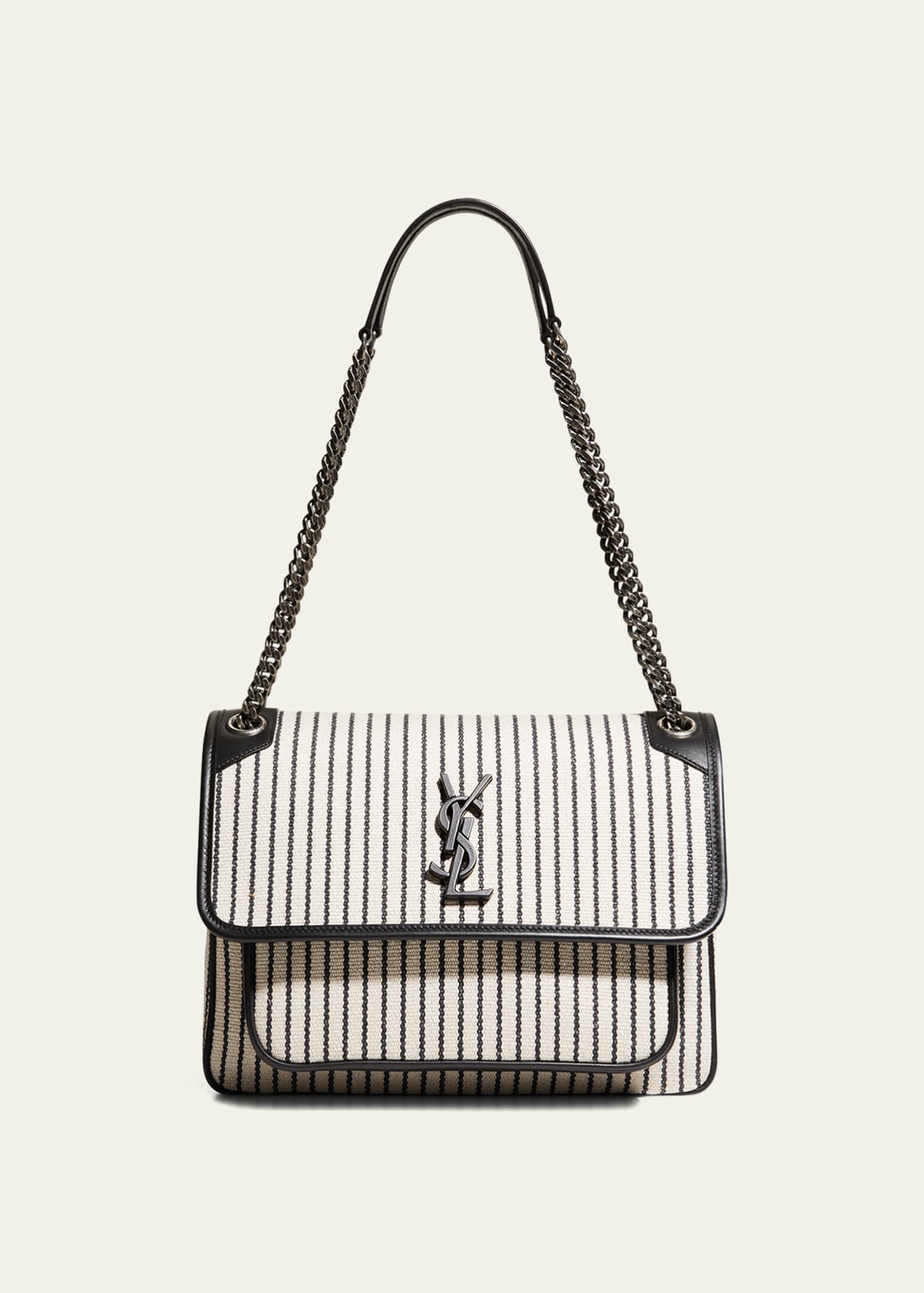 Saint Laurent Niki Medium Striped Canvas Shoulder Bag Bergdorf Goodman