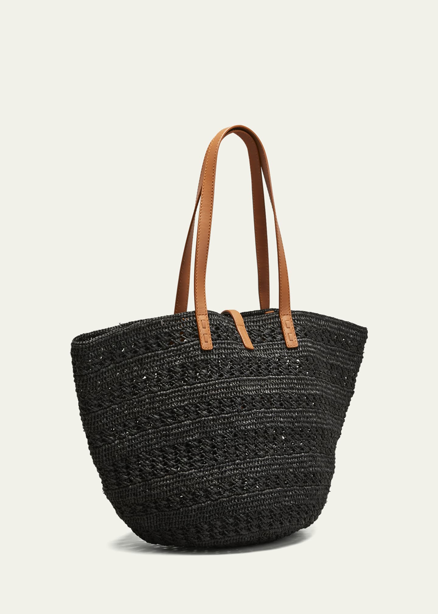 Basket style straw bag with logo Saint Laurent