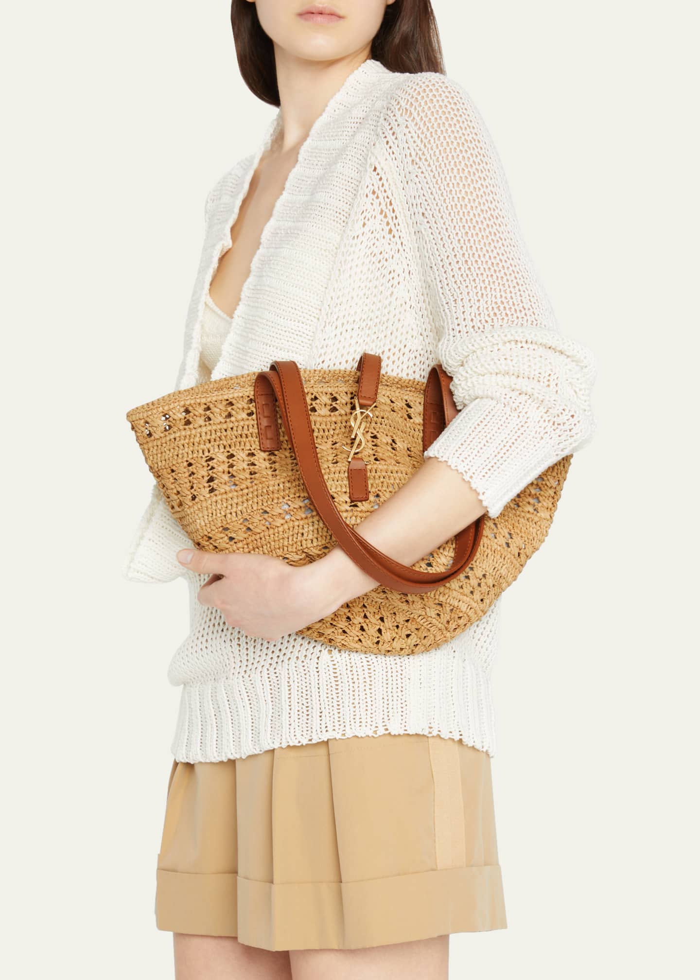 Saint Laurent YSL Small Basket Raffia Tote Bag Bergdorf Goodman