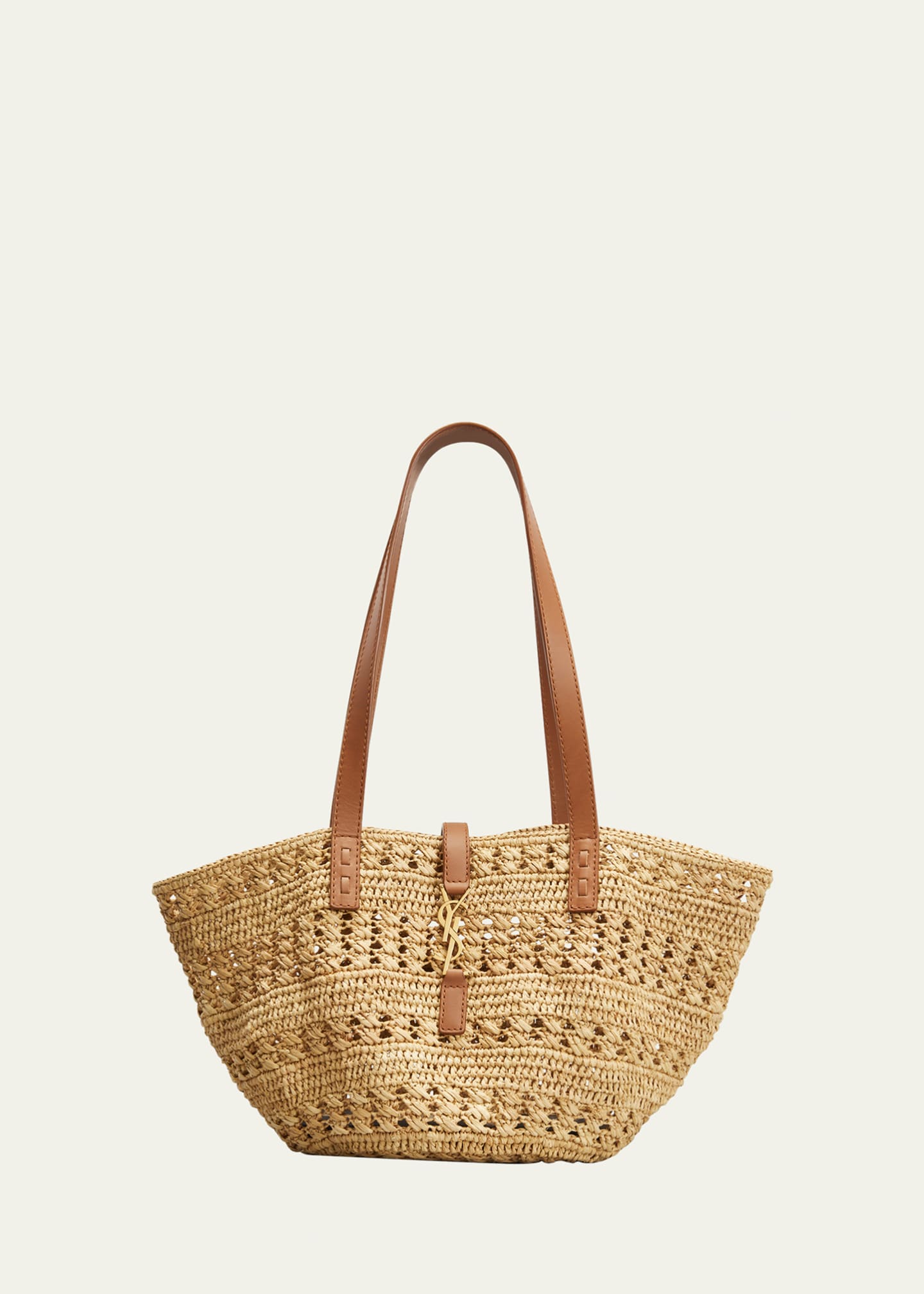 Saint Laurent Ysl Small Basket Raffia Tote Bag