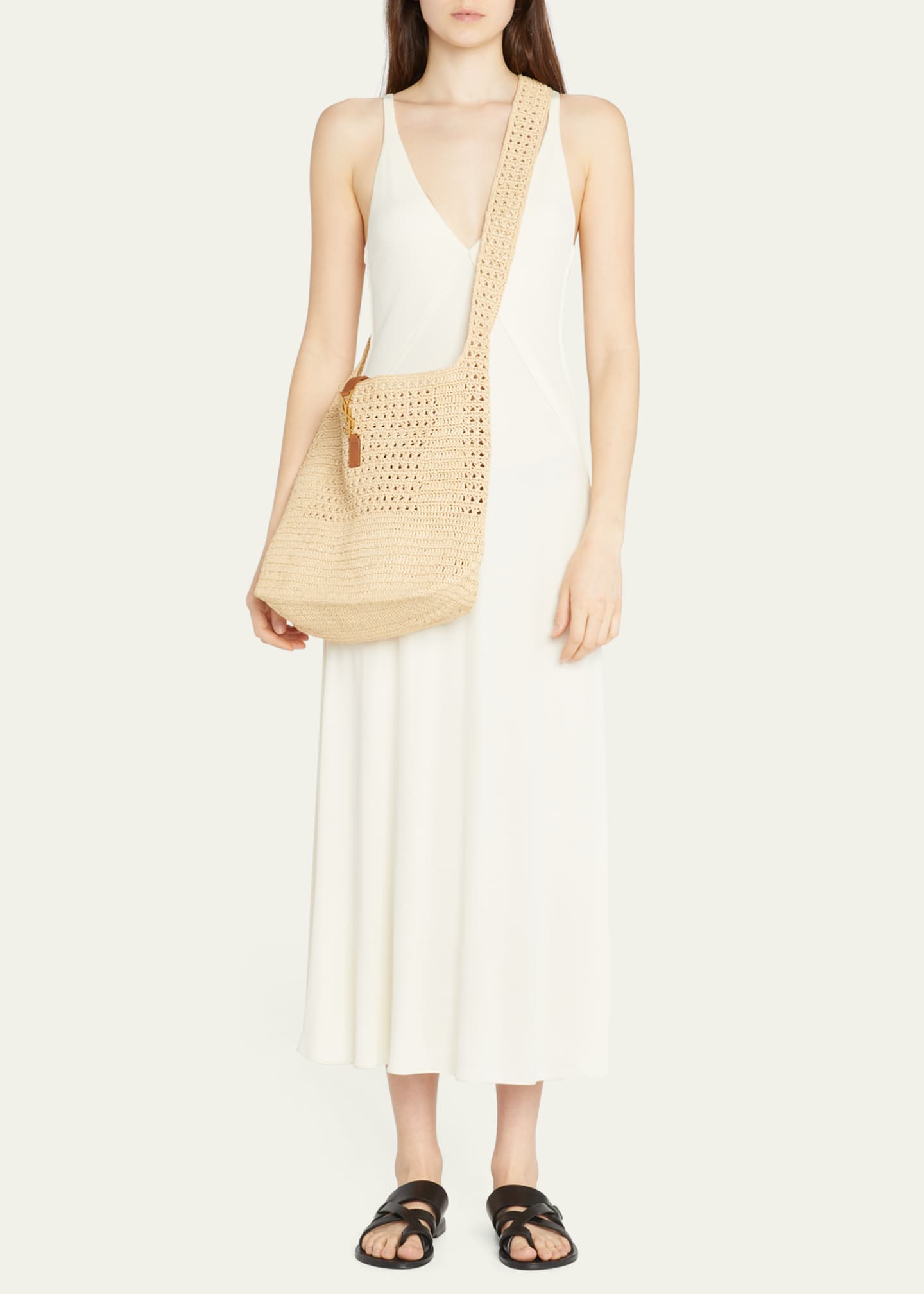 Saint Laurent Hobo YSL Shoulder Bag in Raffia - Bergdorf Goodman