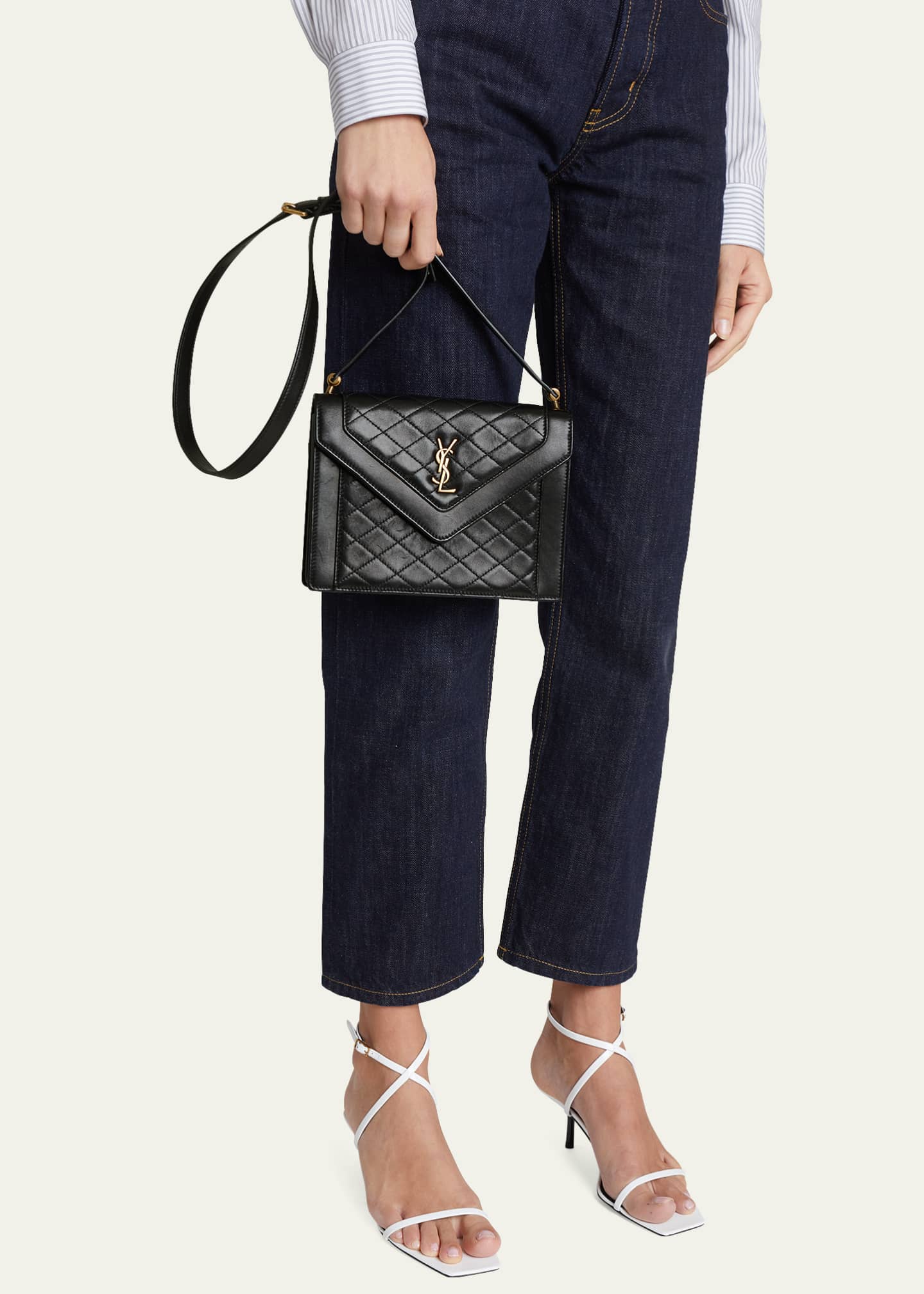 Saint Laurent Small YSL Envelope Leather Crossbody Bag - Bergdorf Goodman