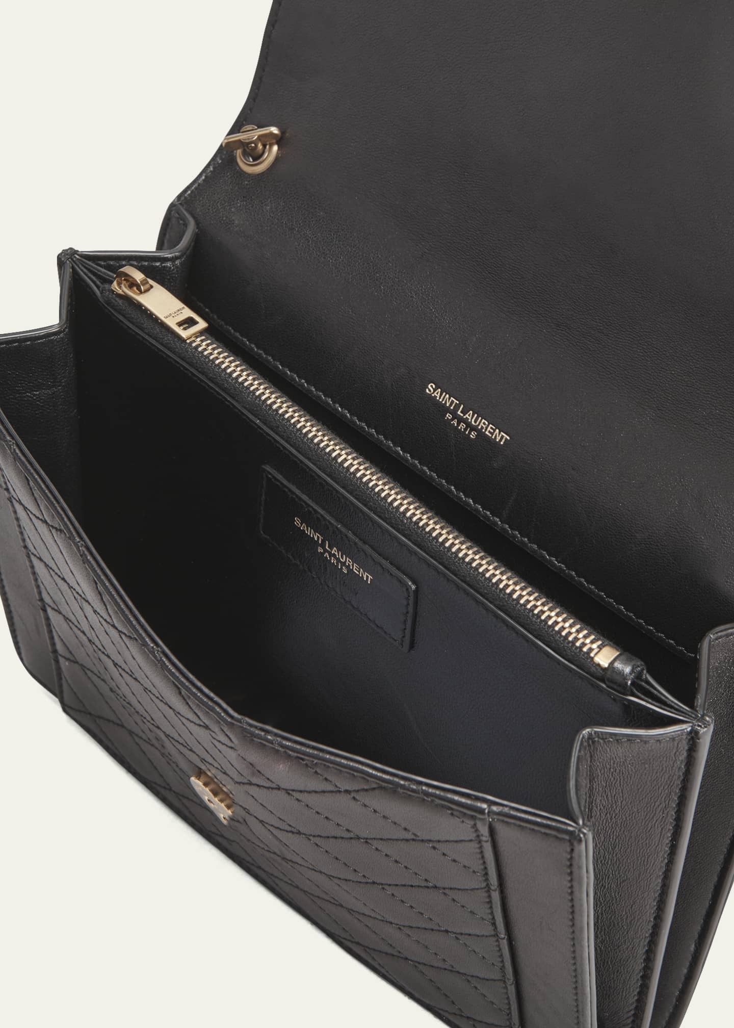 Saint Laurent YSL Monogram Quilted Envelope Clutch Bag - Bergdorf