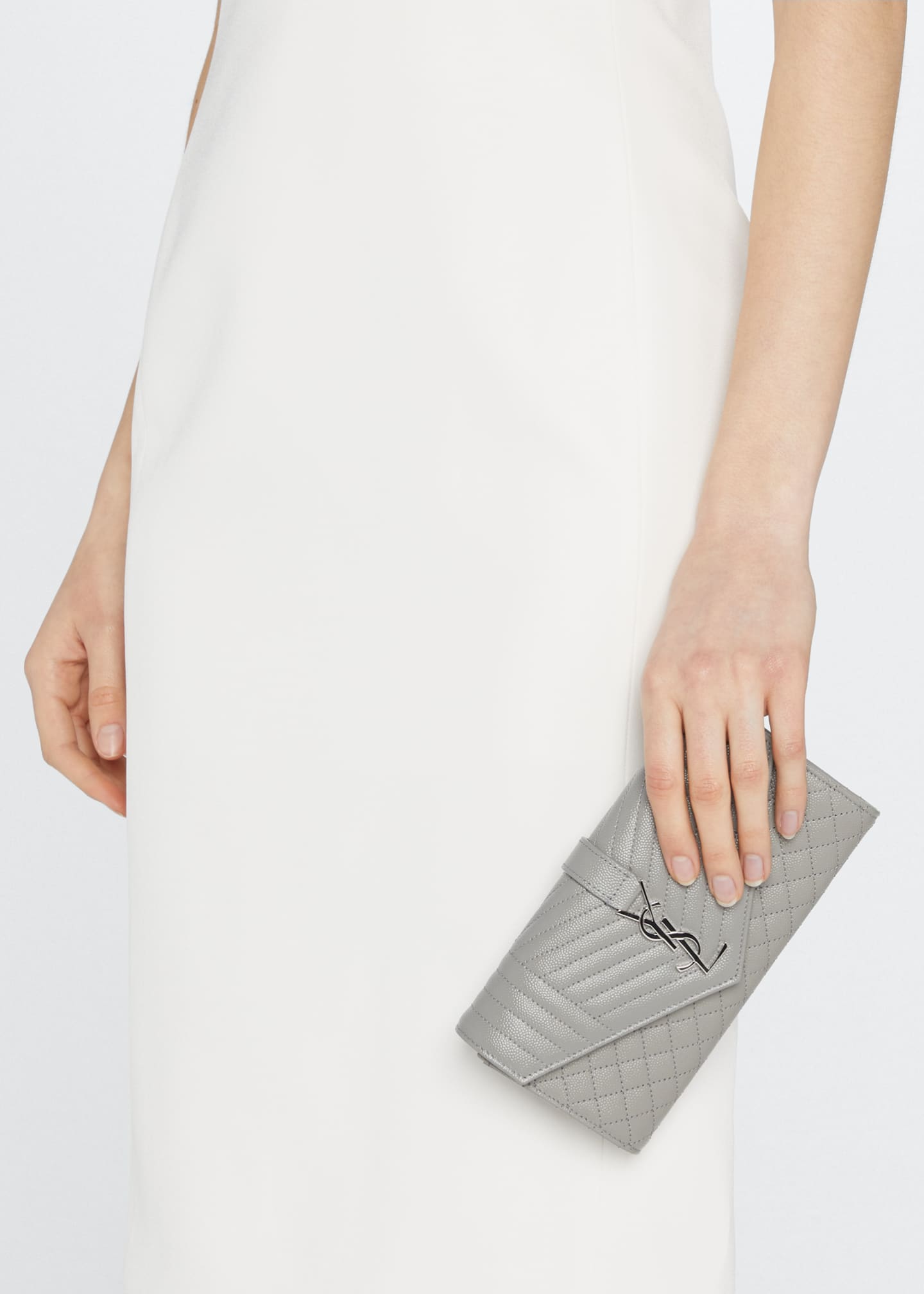 Saint Laurent YSL Triquilt Envelope Flap Leather Wallet Bergdorf Goodman