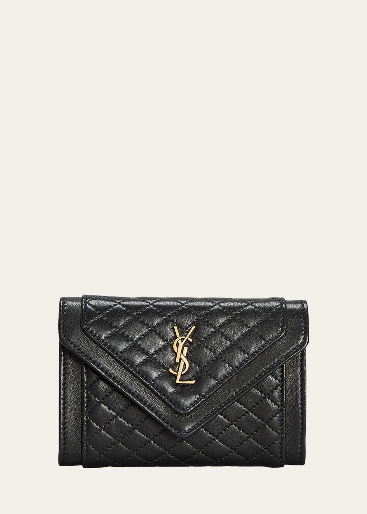 Saint Laurent Gaby Small YSL Flap Envelope Wallet in Quilted Smooth