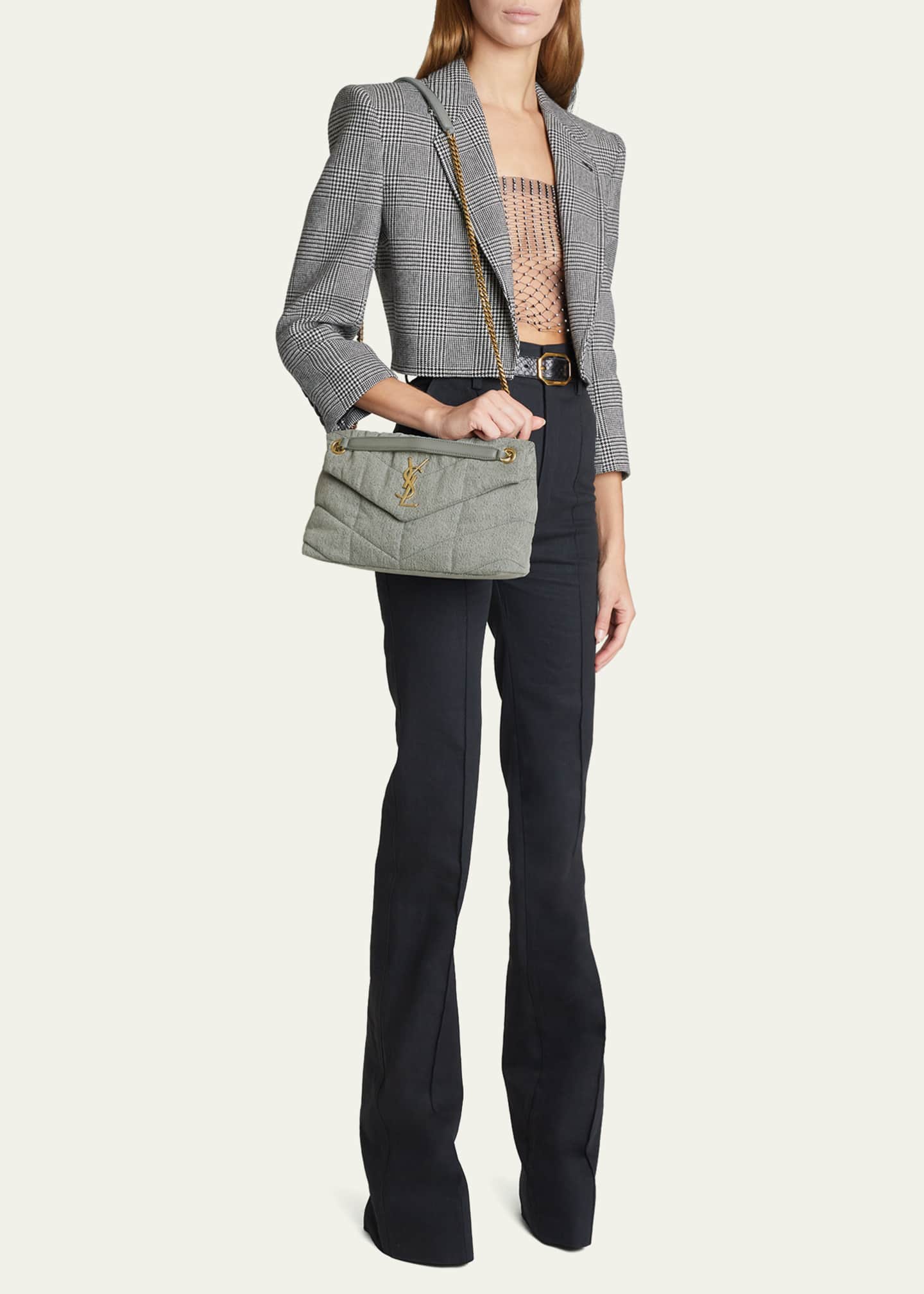 Saint Laurent Puffer Medium YSL Denim Shoulder Bag - Bergdorf Goodman