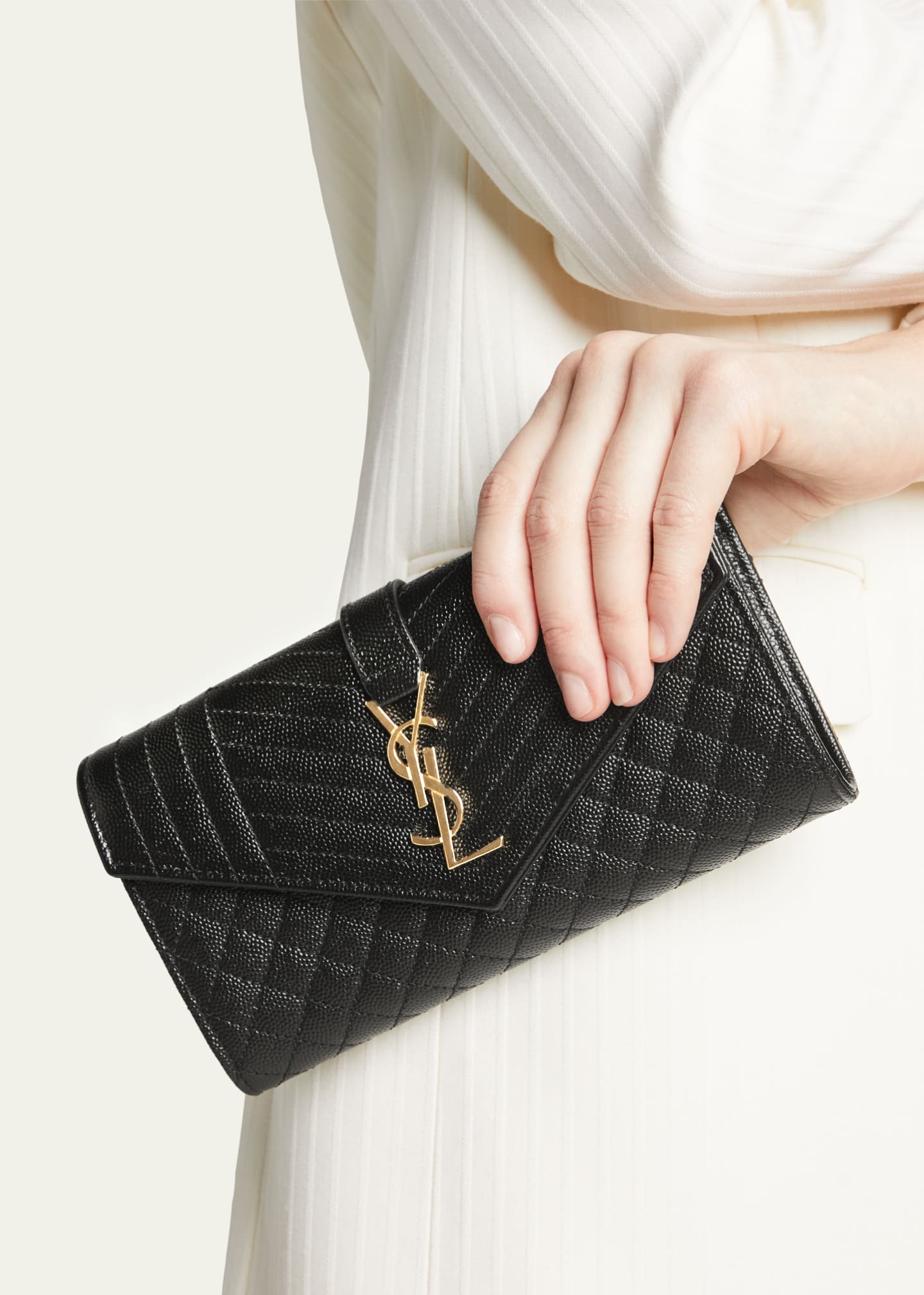 Saint laurent monogram quilted leather wallet hot sale
