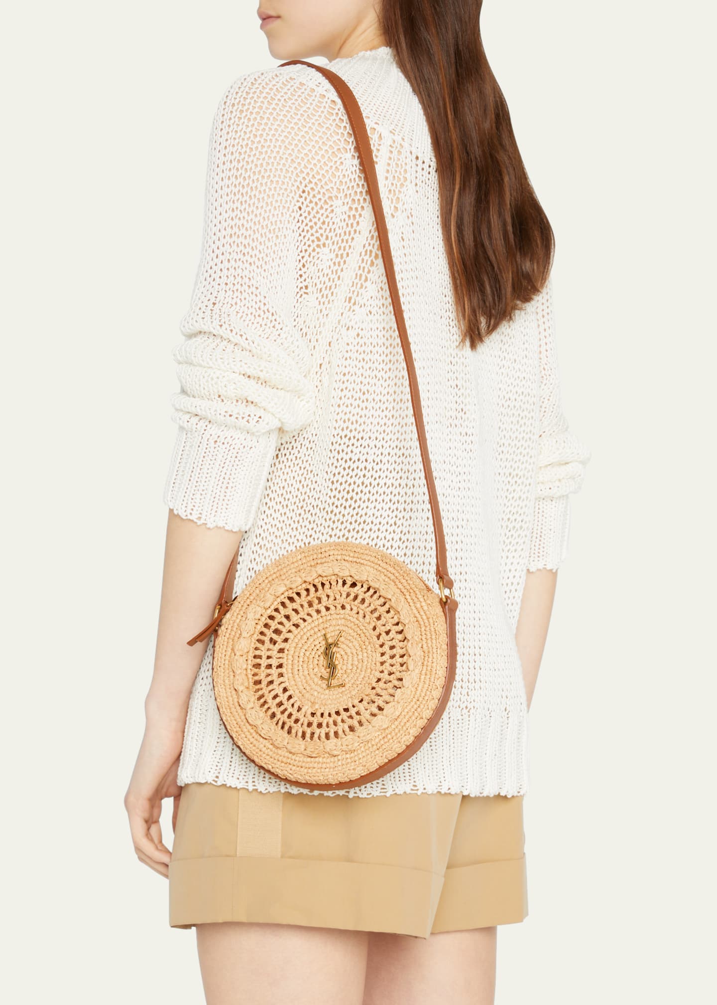 Saint Laurent YSL Crochet Raffia Hobo Bag - Bergdorf Goodman