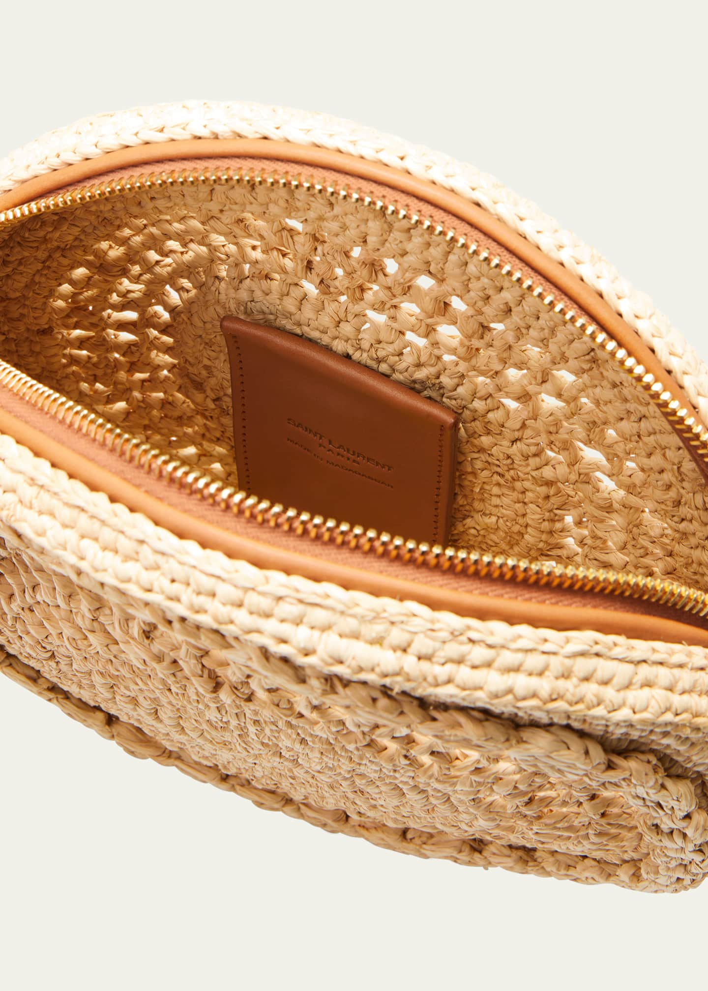 Woven Raffia & Leather Circular Shoulder Bag Selected by Animal