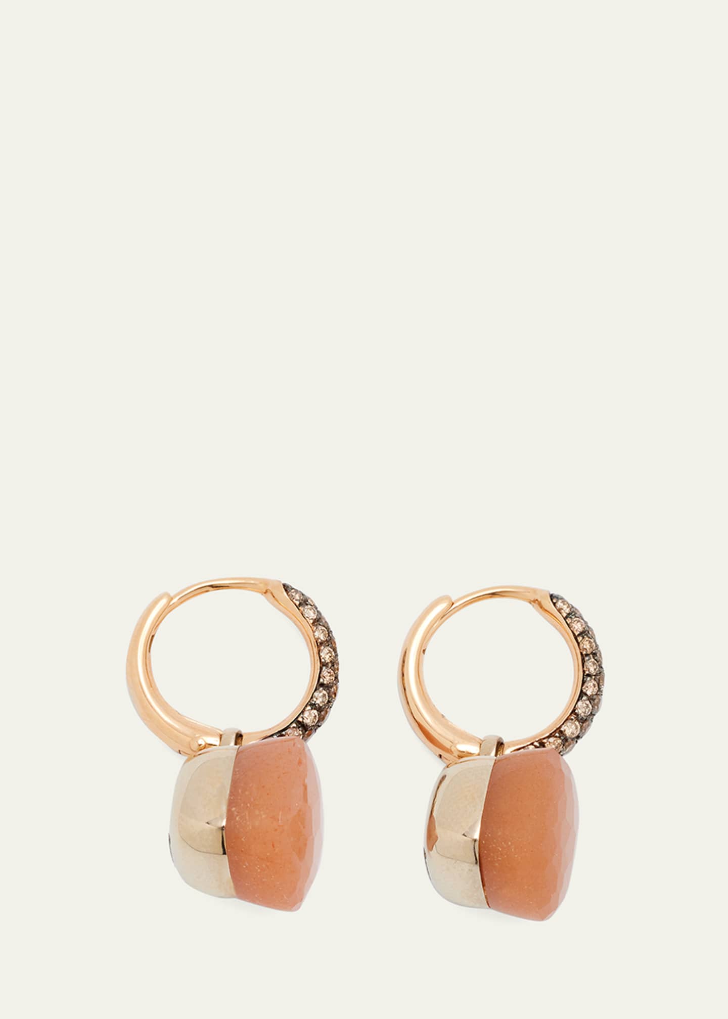 Pomellato Nudo Classic 18K Rose Gold Earrings with Light Brown Moonstone and Brown Diamonds Image 3 of 4